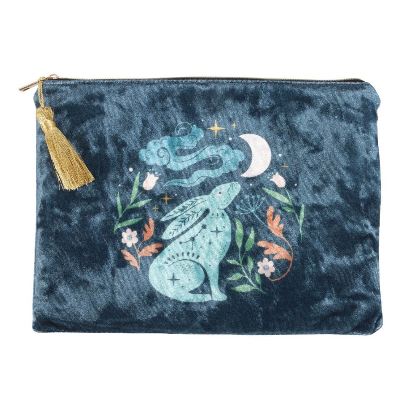 MIDNIGHT HARE MOON GAZING HARE VELVET MAKEUP BAG