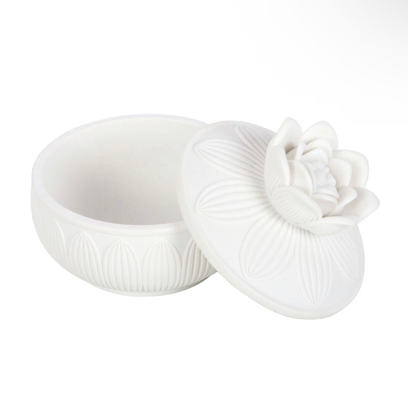 WHITE LOTUS FLOWER TRINKET BOX