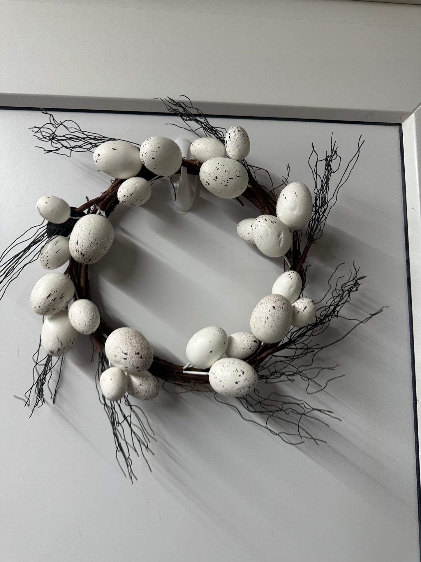 WHITE EASTER EGG WREATH, 36CM