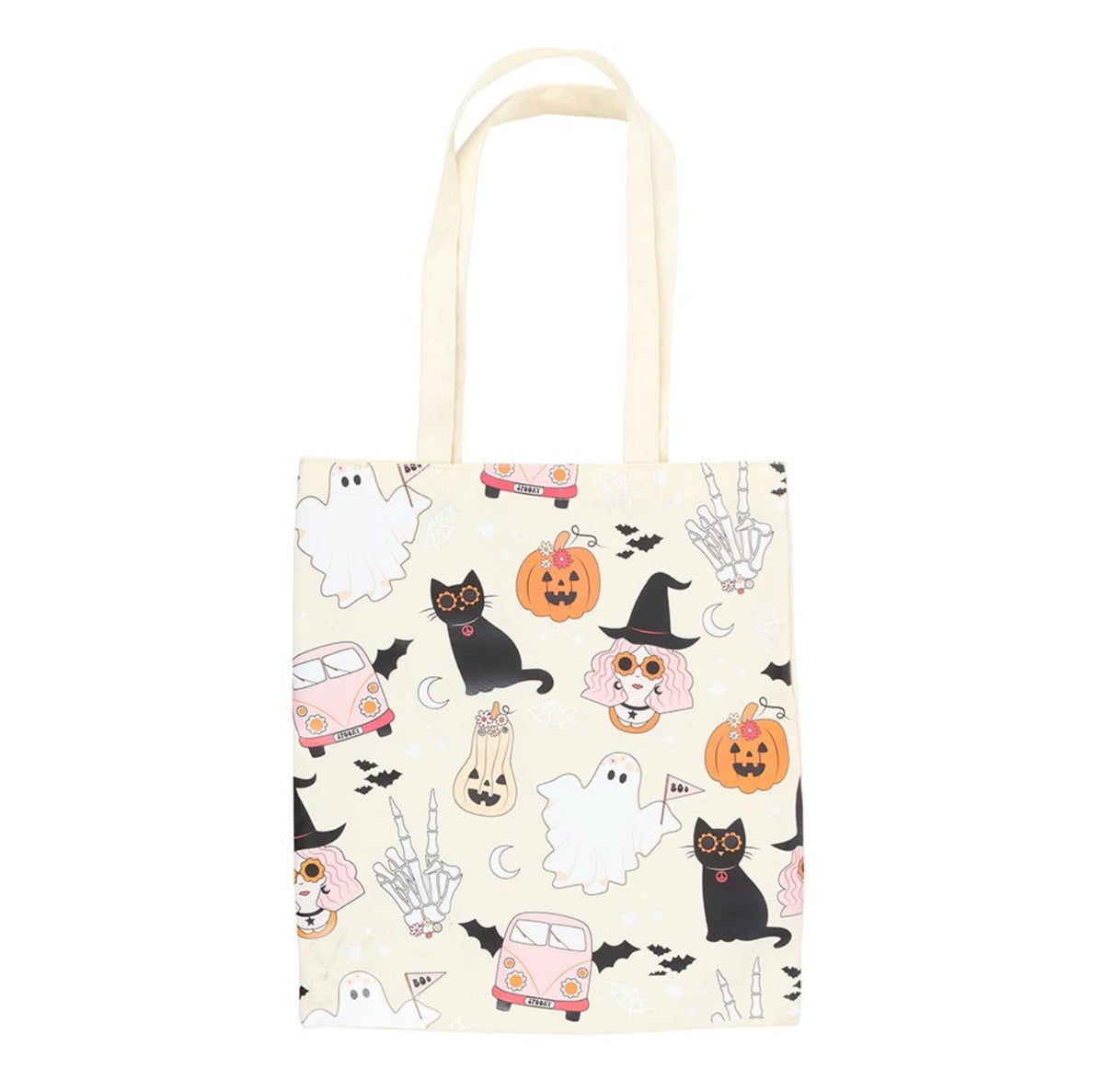 GROOVY GHOST PRINT POLYCOTTON TOTE BAG
