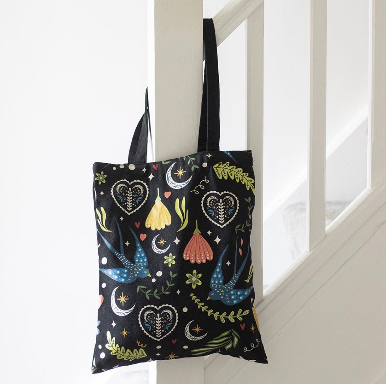 MIDNIGHT BLOOM POLYCOTTON TOTE BAG