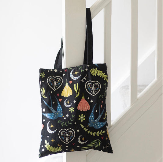 MIDNIGHT BLOOM POLYCOTTON TOTE BAG