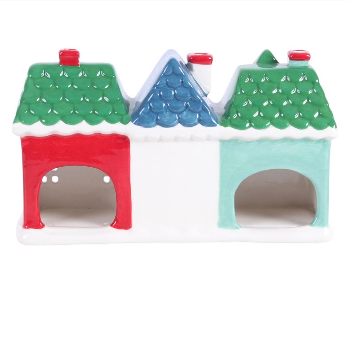 CHRISTMAS STREET TEALIGHT AND INCENSE CONE HOLDER