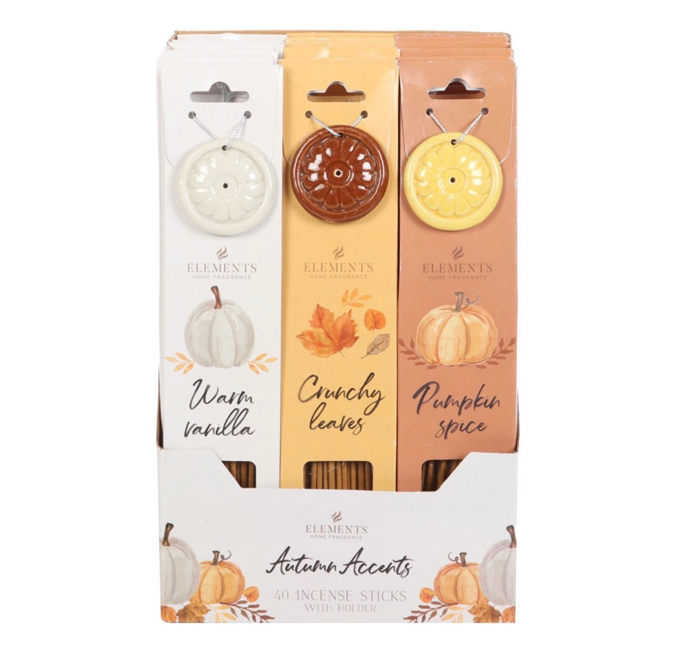 SET OF 3 AUTUMN ACCENTS INCENSE STICKS WITH HOLDERS