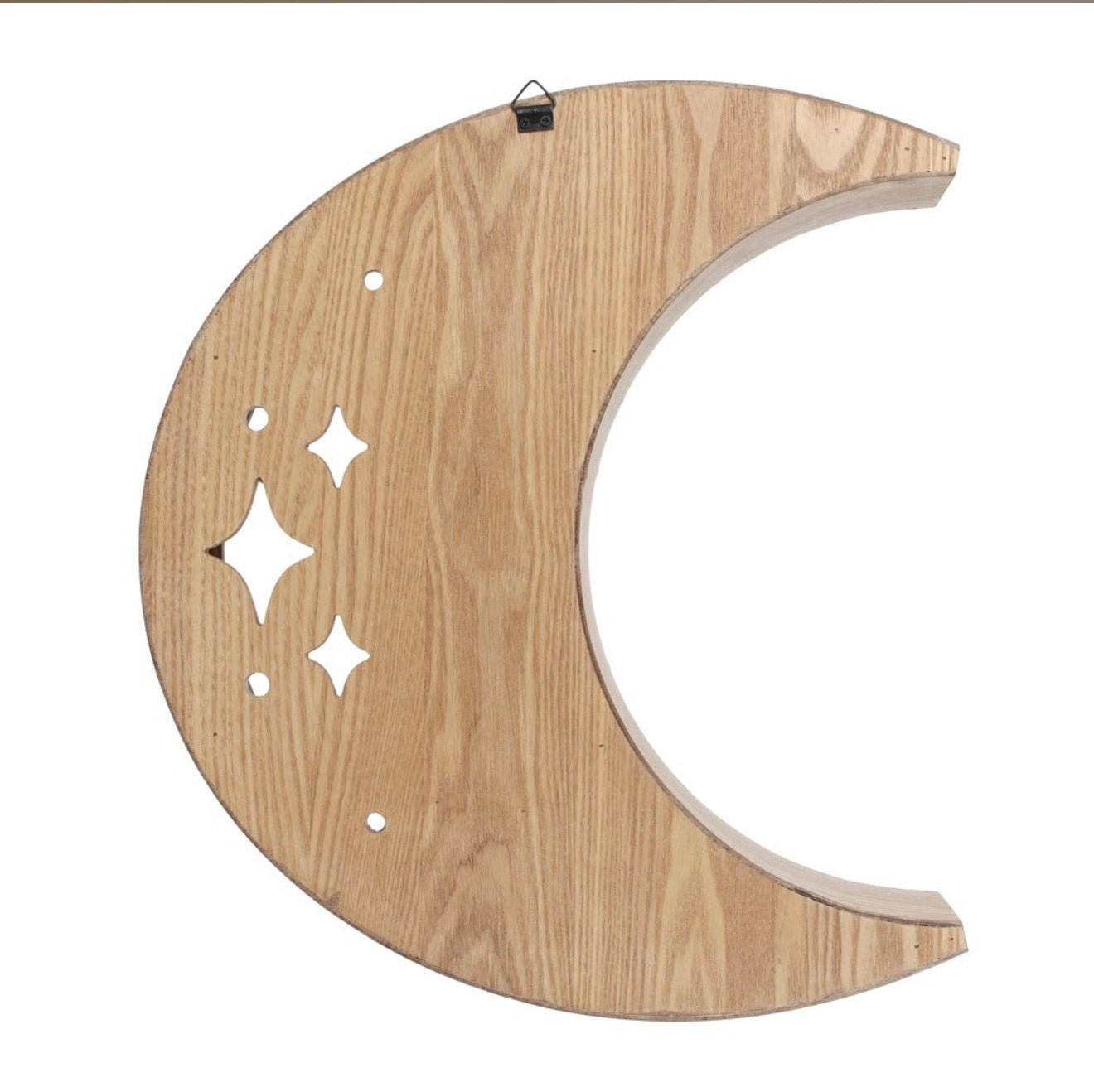 WOODEN CRESCENT MOON WALL SHELF
