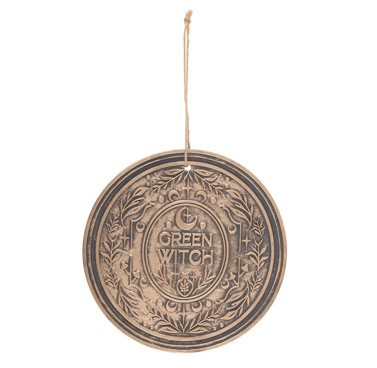 GREEN WITCH BRONZE EFFECT TERRACOTTA HANGING PLAQUE