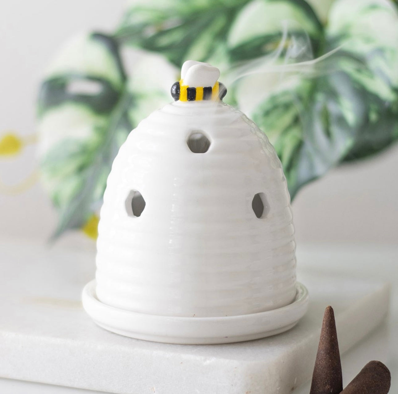 WHITE BEEHIVE INCENSE CONE HOLDER