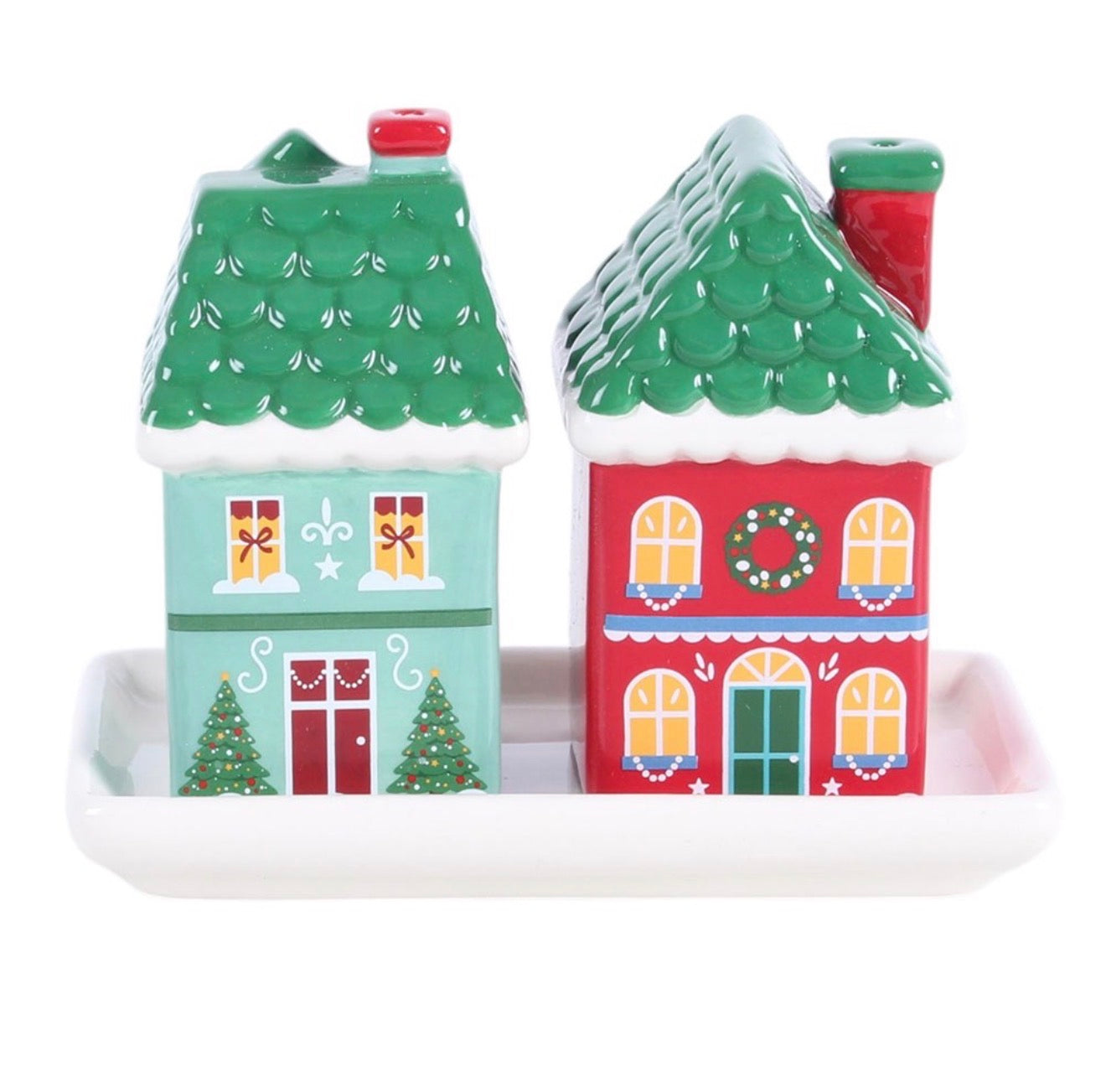 CHRISTMAS HOUSE SALT AND PEPPER SHAKERS