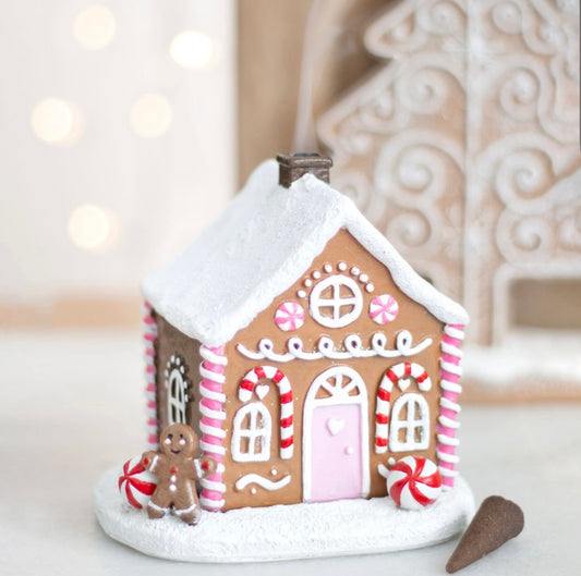 PINK GINGERBREAD HOUSE INCENSE CONE BURNER