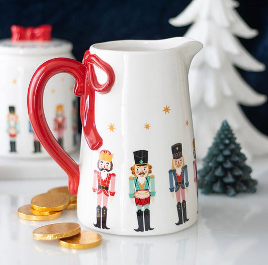 Nutcracker Ceramic Flower Jug With Red Bow