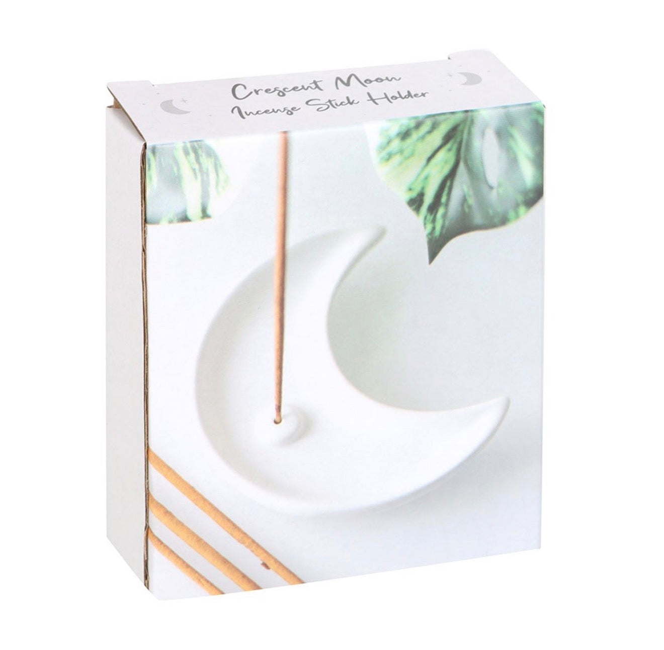 WHITE CRESCENT MOON INCENSE STICK HOLDER