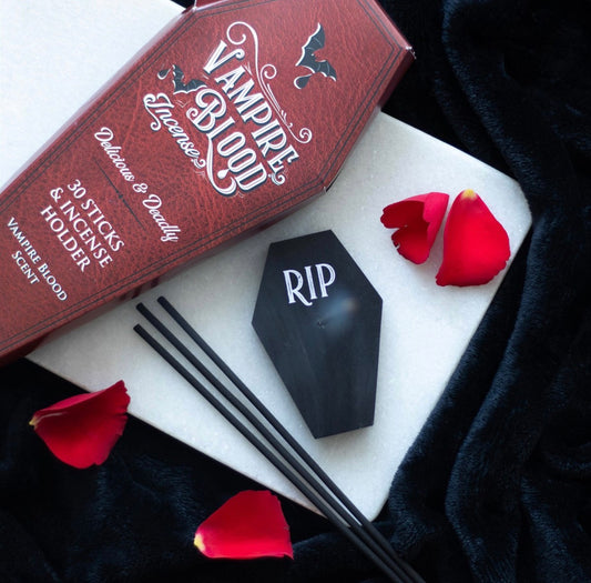 VAMPIRE BLOOD INCENSE STICK PACKS WITH COFFIN HOLDER