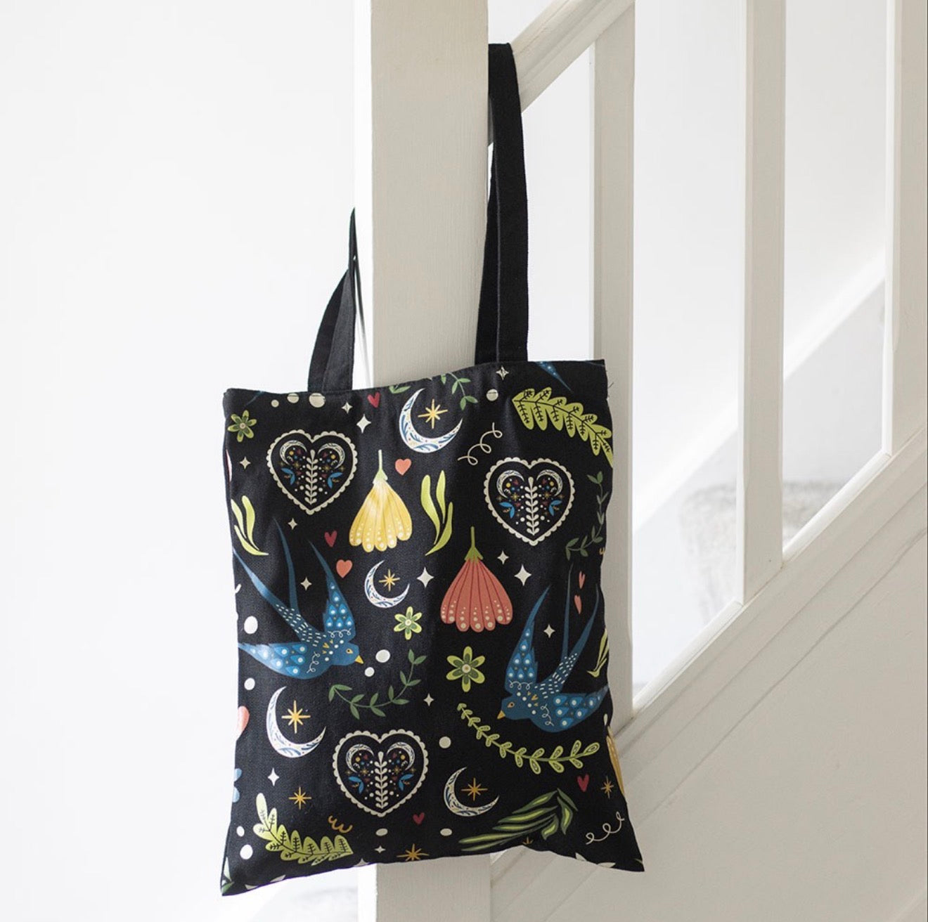 MIDNIGHT BLOOM POLYCOTTON TOTE BAG
