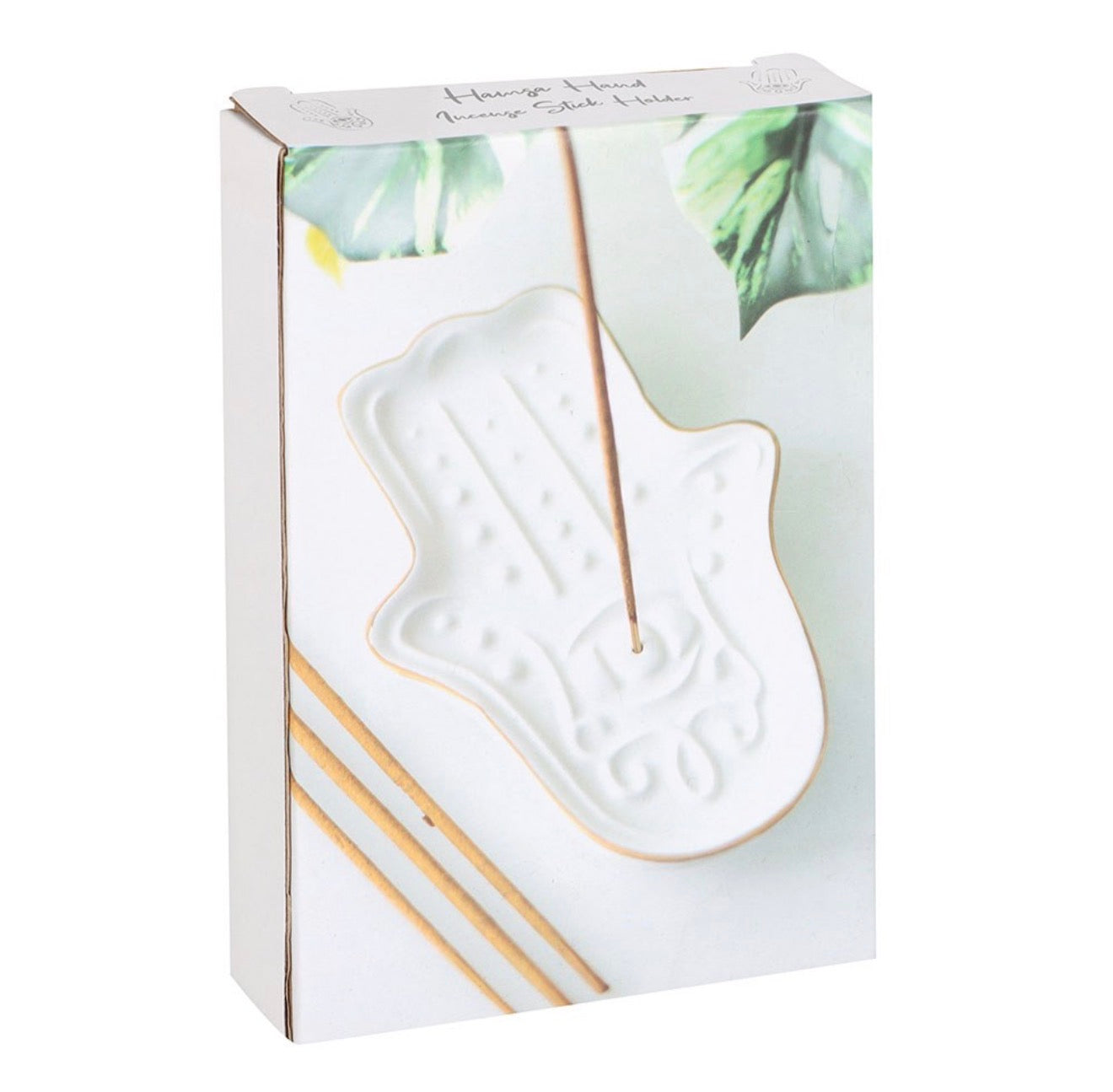 WHITE HAMSA HAND INCENSE STICK HOLDER