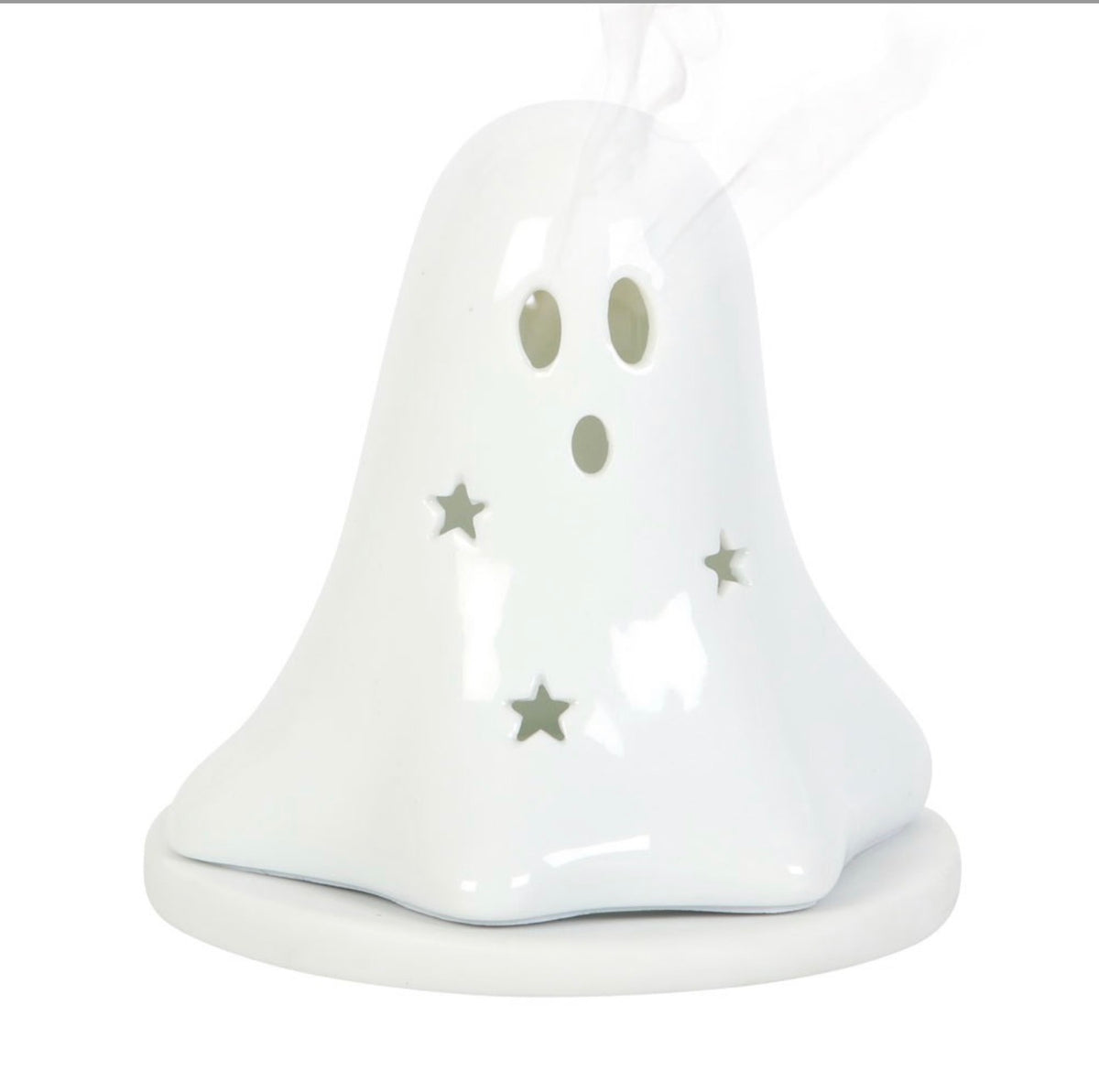 CERAMIC GHOST TEALIGHT AND INCENSE CONE HOLDER