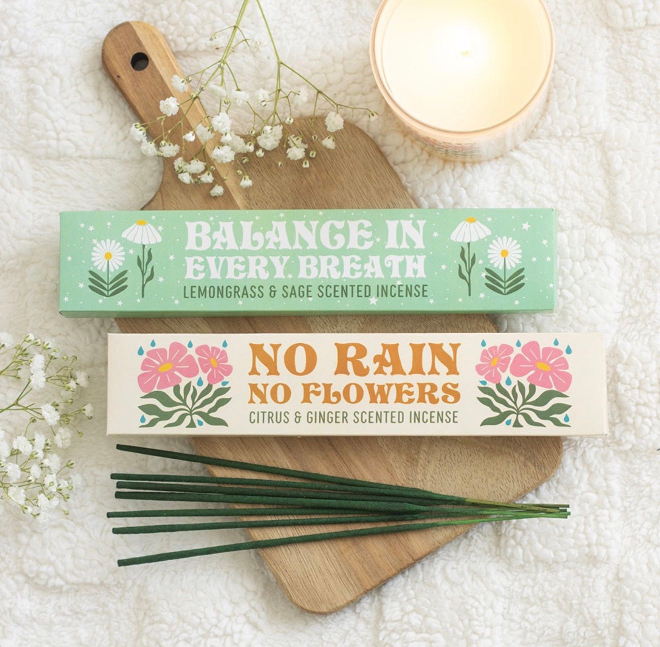 SET OF 2 NO RAIN, NO FLOWERS INCENSE STICK PACKS