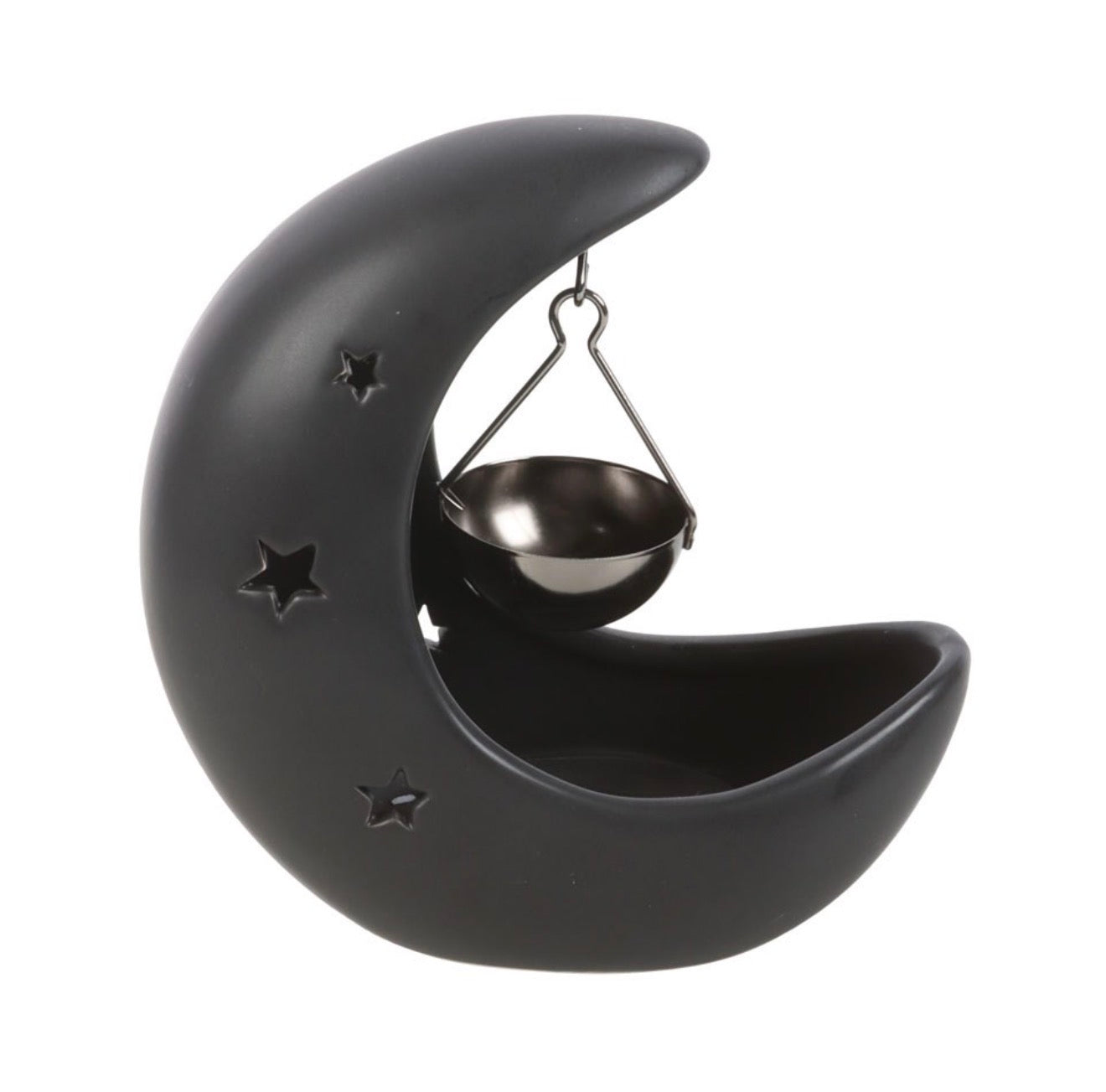 BLACK CRESCENT MOON HANGING OIL BURNER