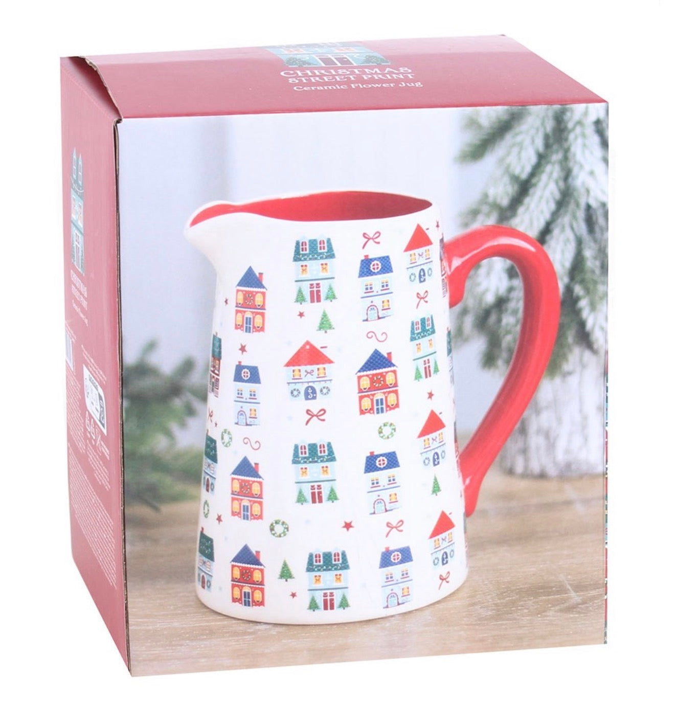CHRISTMAS STREET PRINT CERAMIC FLOWER JUG