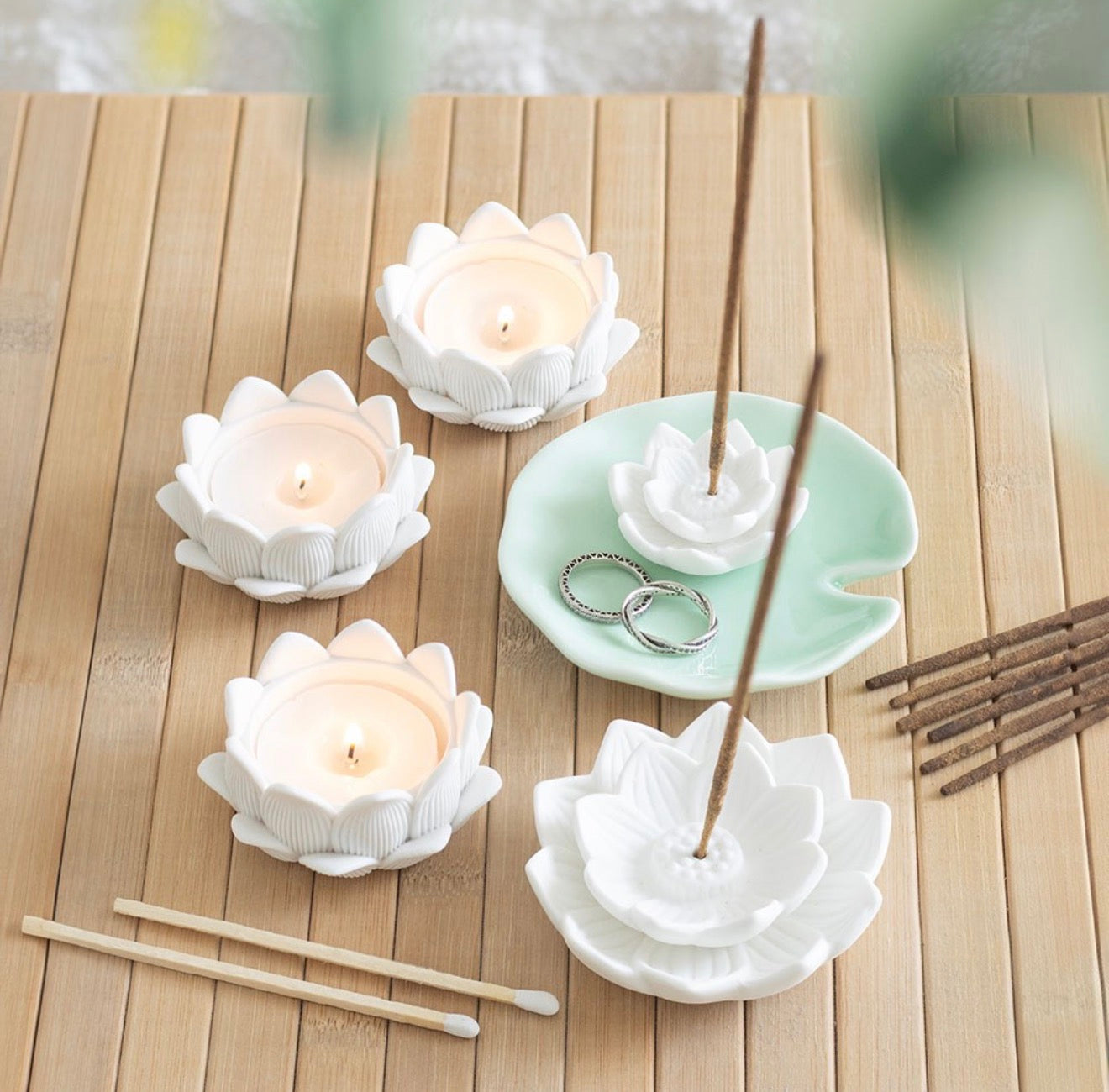 LOTUS FLOWER INCENSE STICK HOLDER AND TRINKET DISH