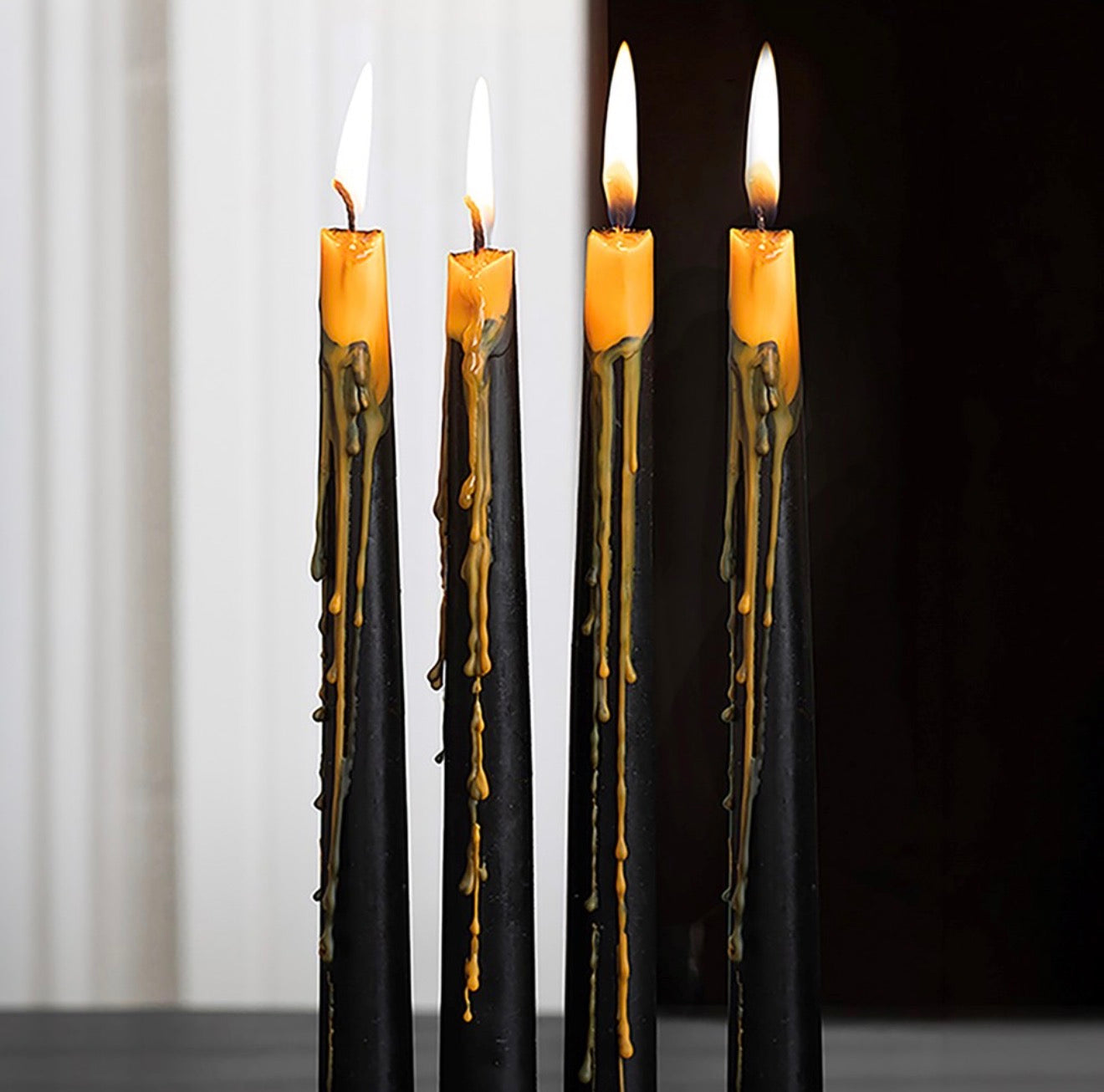 SET OF 4 PUMPKIN GUTS OOZING TAPER CANDLES