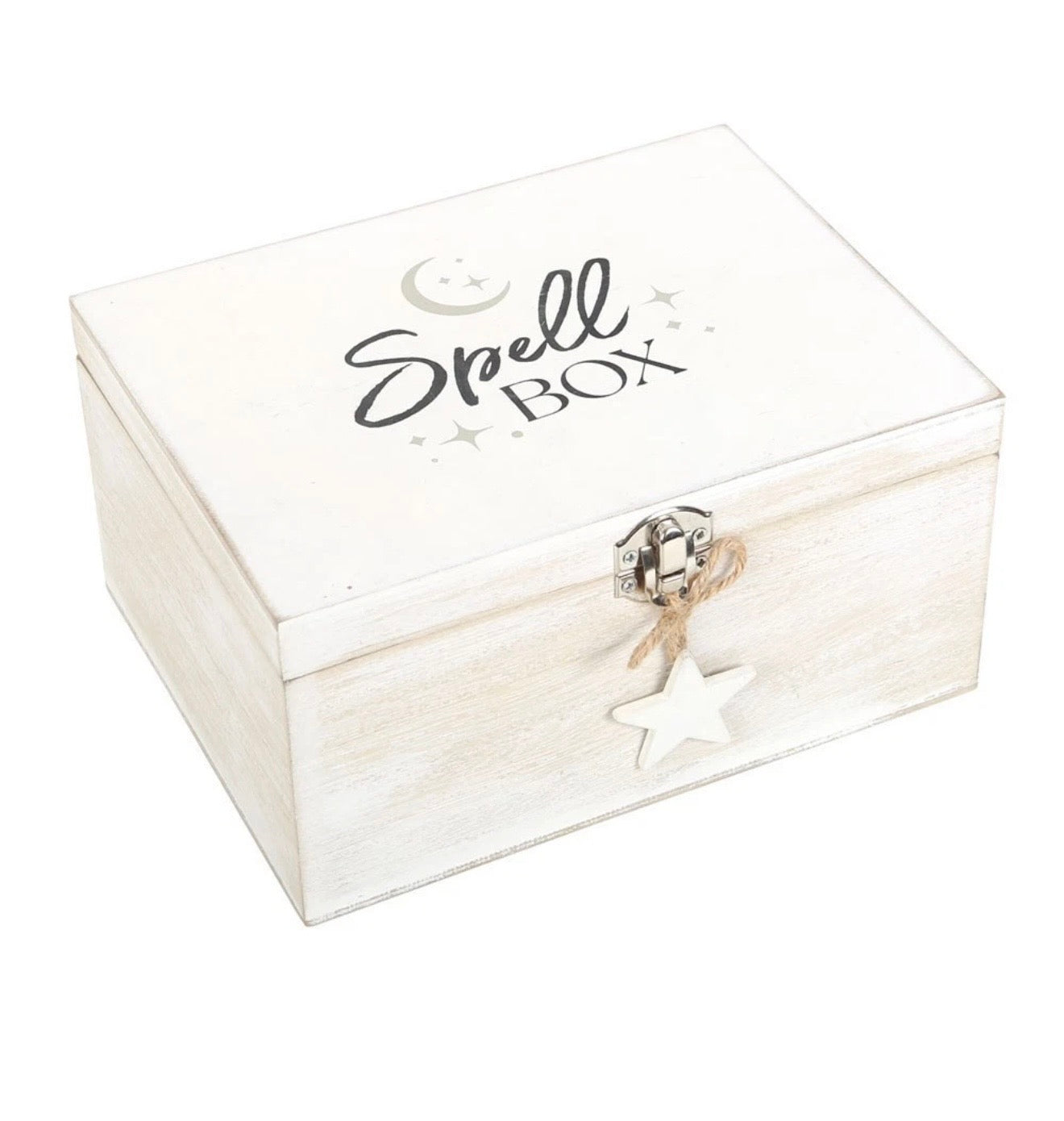 White Witch Spell Box Candles Herbs Oils Crystal Storage Box Star Charm