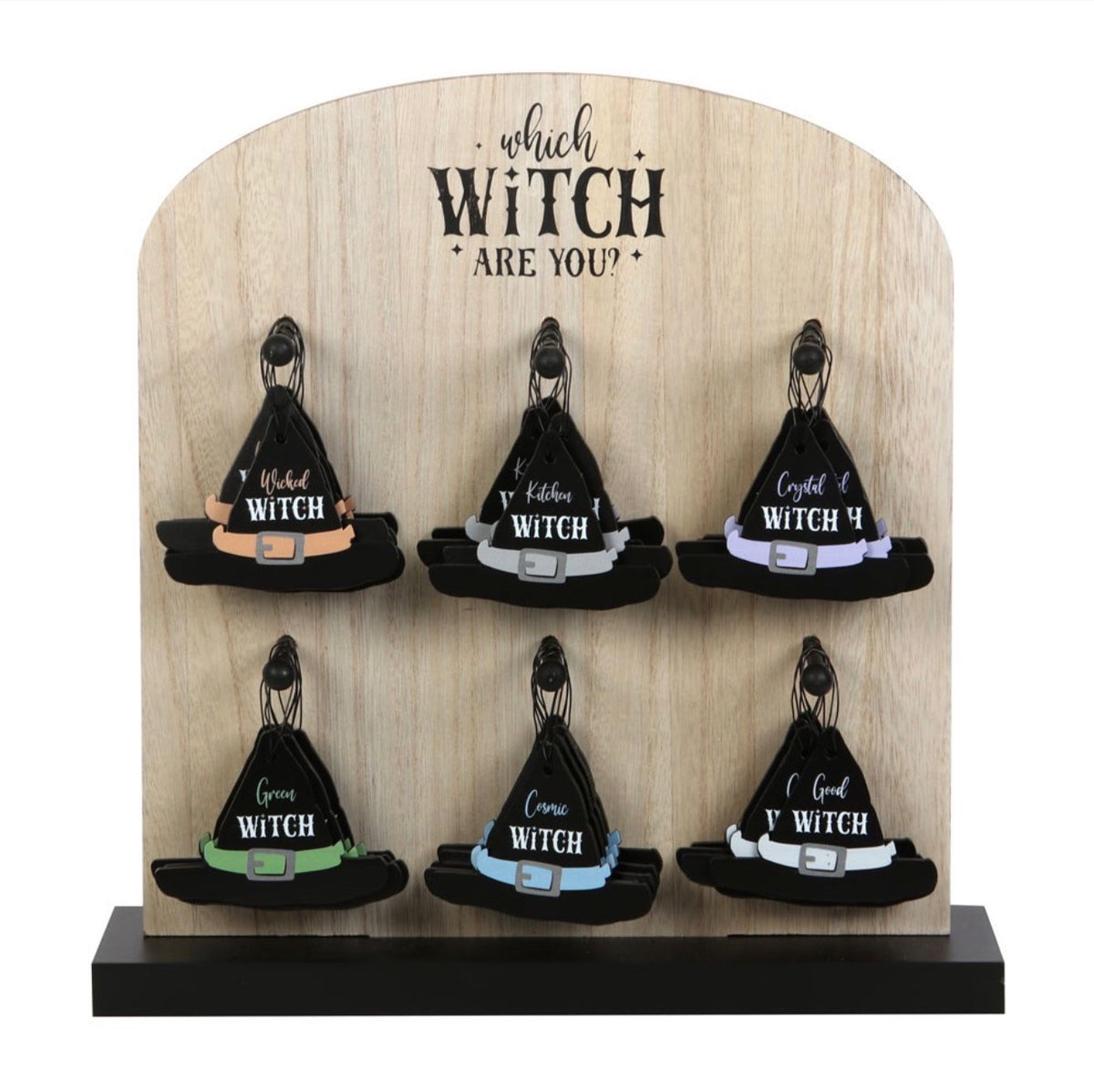 SET OF 6 WITCH HAT MINI SIGNS HALLOWEEN WITCHY DECOR