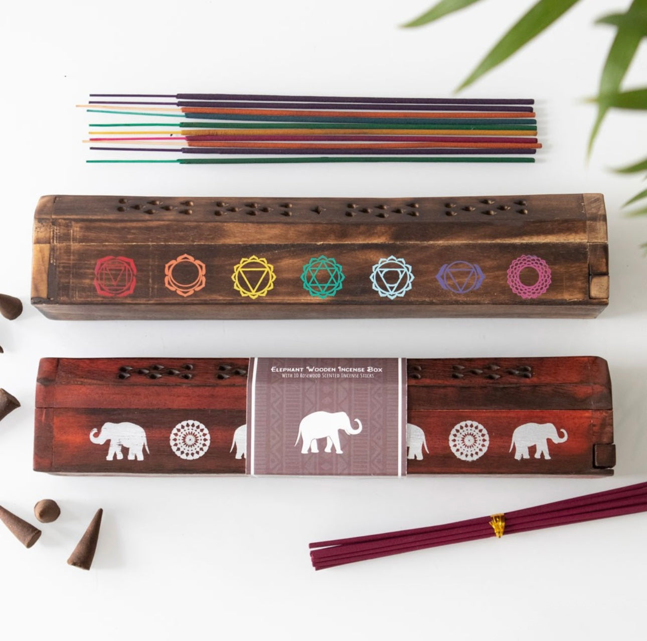 ELEPHANT WOODEN ROSEWOOD INCENSE BOX SET