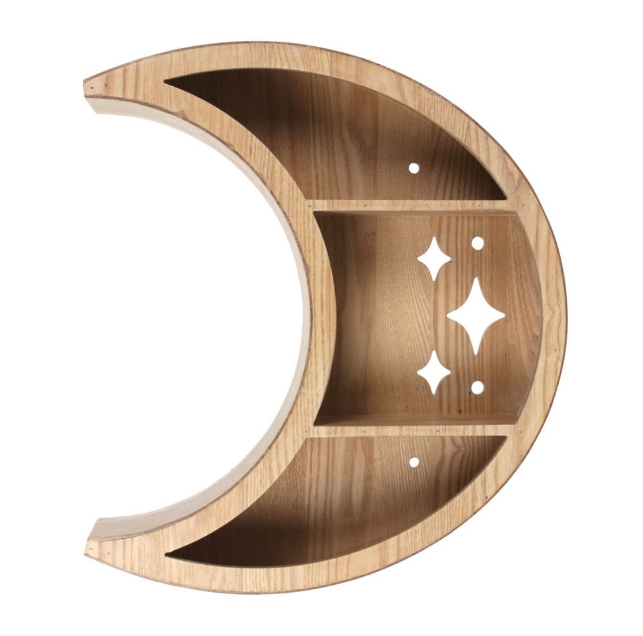 WOODEN CRESCENT MOON WALL SHELF