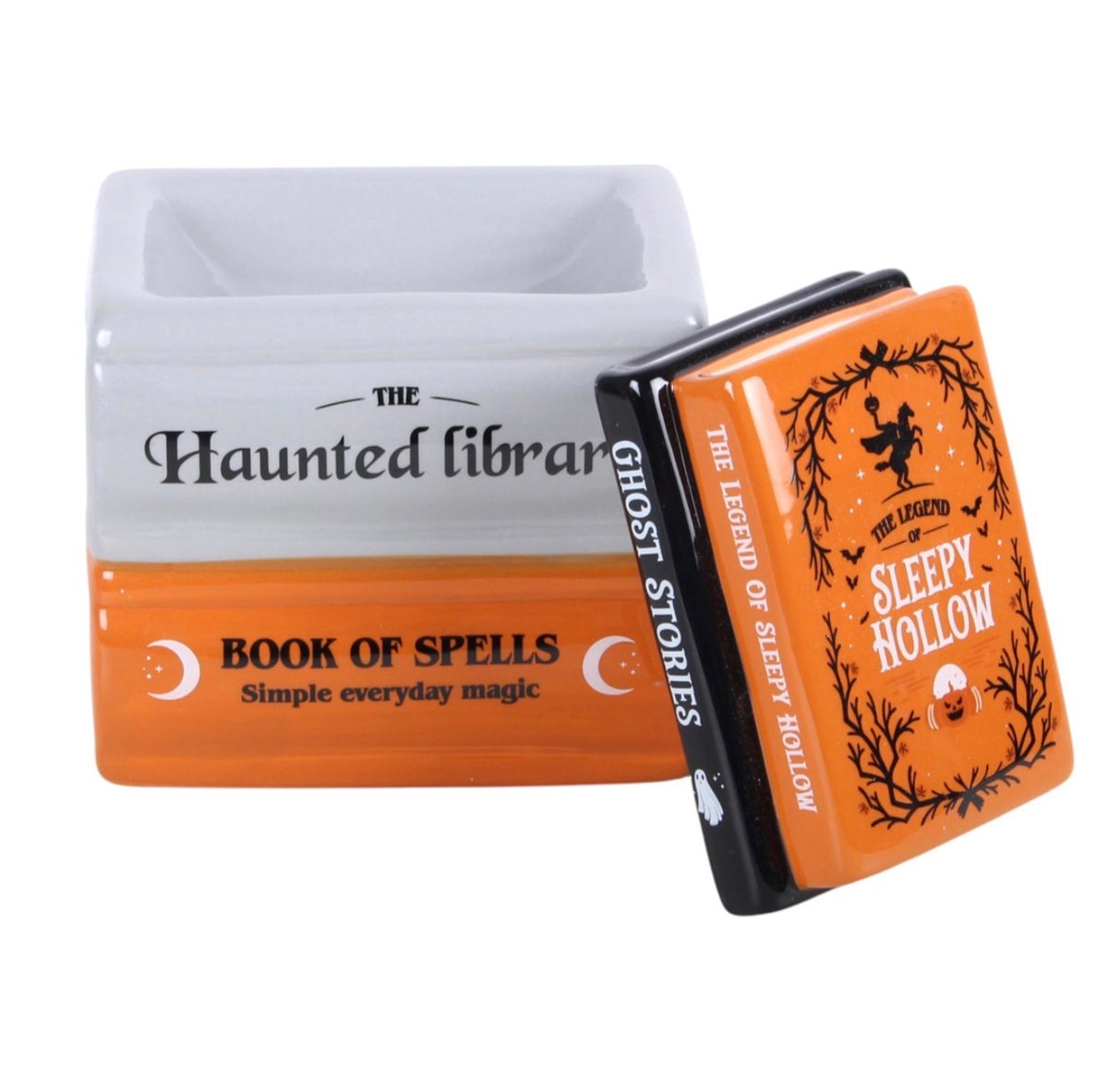 HAUNTED LIBRARY BOOK STACK OIL BURNER AND WAX WARMER