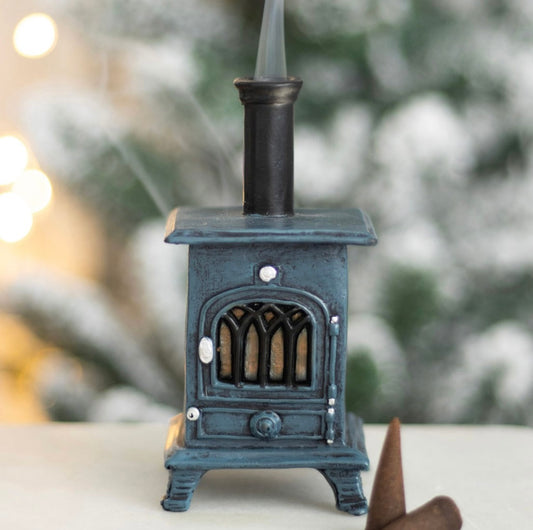 STOVE SHAPED INCENSE CONE BURNER WINTER CHRISTMAS