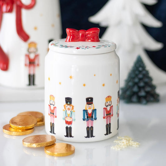 NUTCRACKER STORAGE JAR WITH BOW