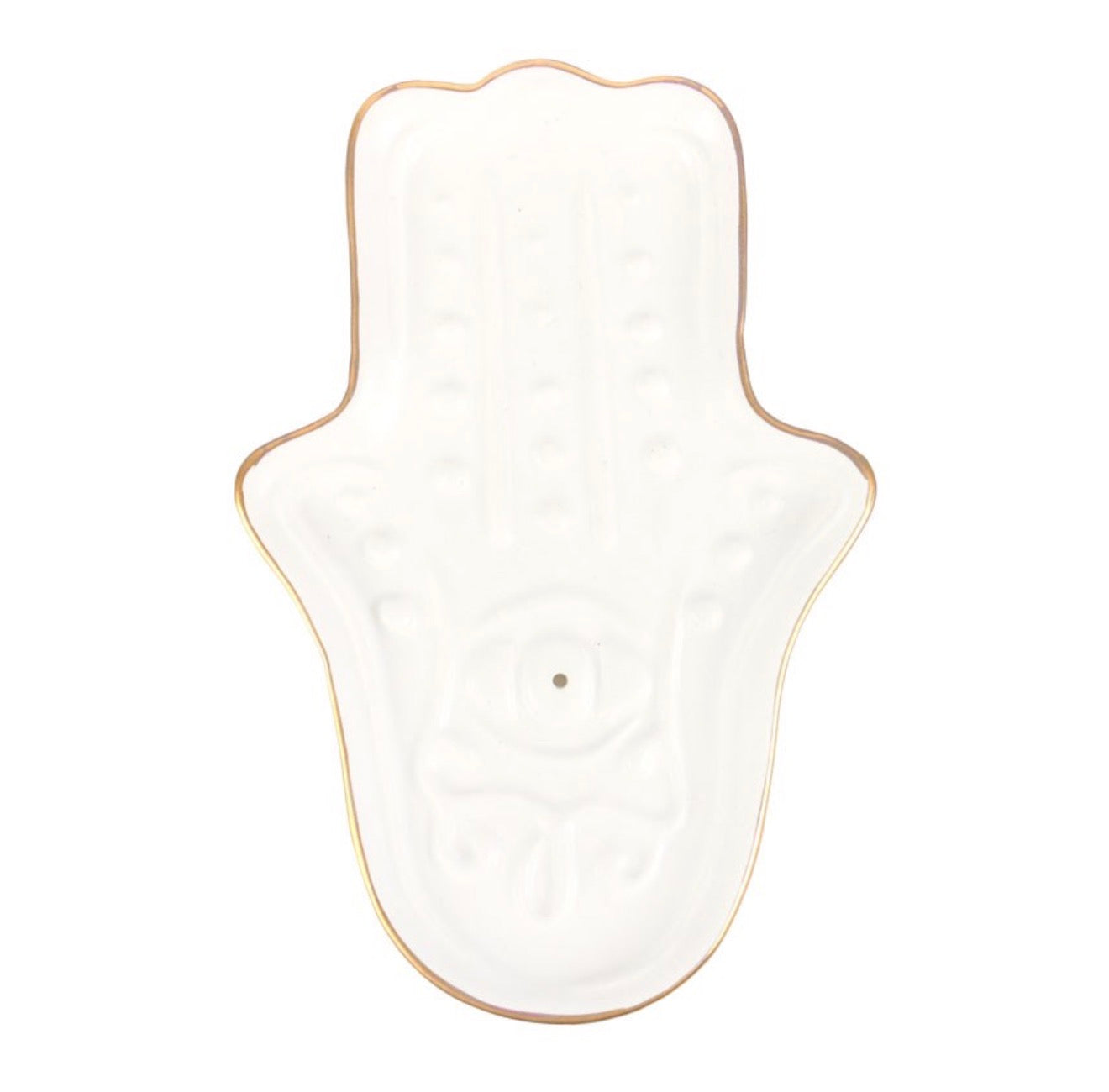 WHITE HAMSA HAND INCENSE STICK HOLDER