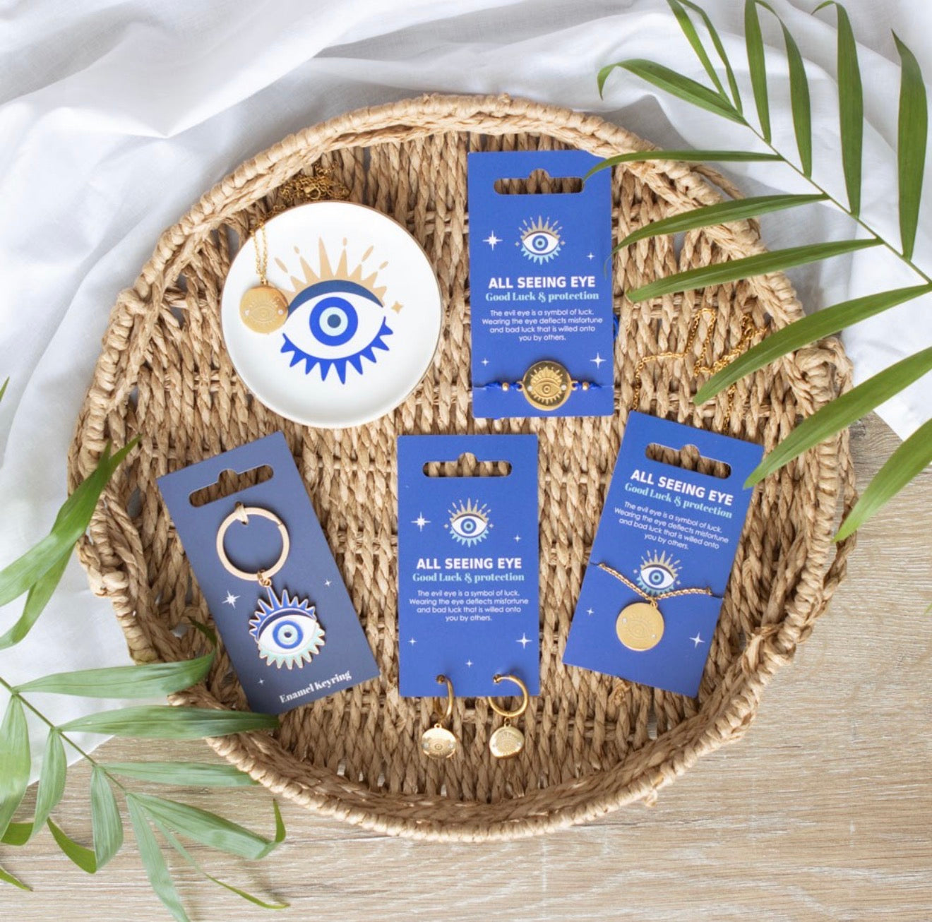 ALL SEEING EYE/EVIL EYE NECKLACE & DISH GIFT SET