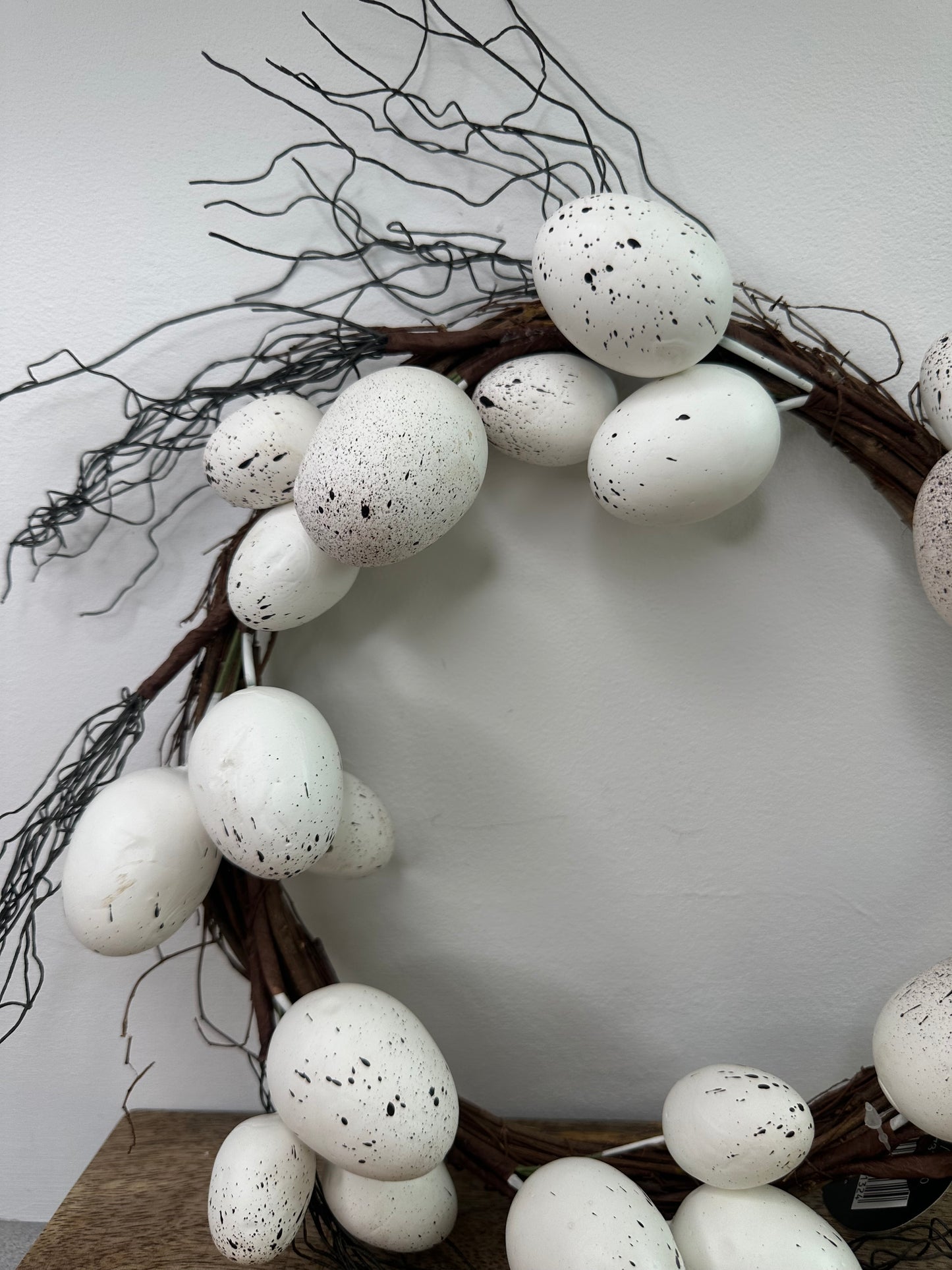 WHITE EASTER EGG WREATH, 36CM
