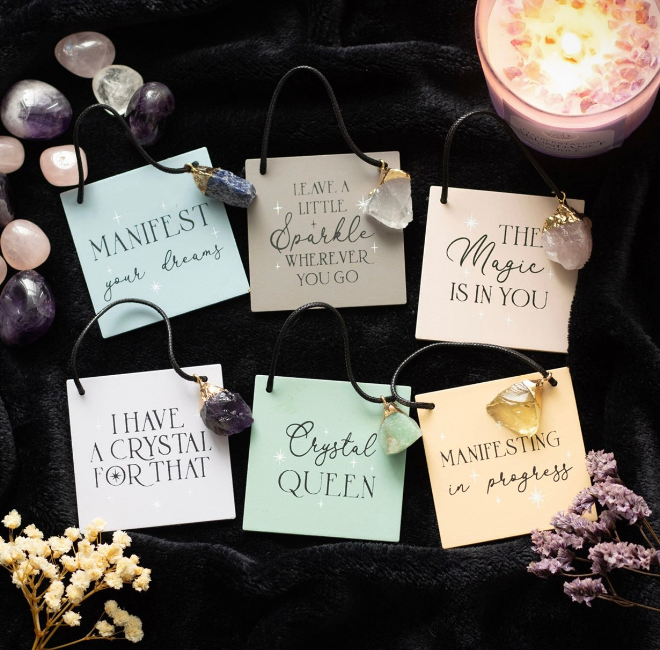 Semi Precious Crystal Cute Hanging Signs