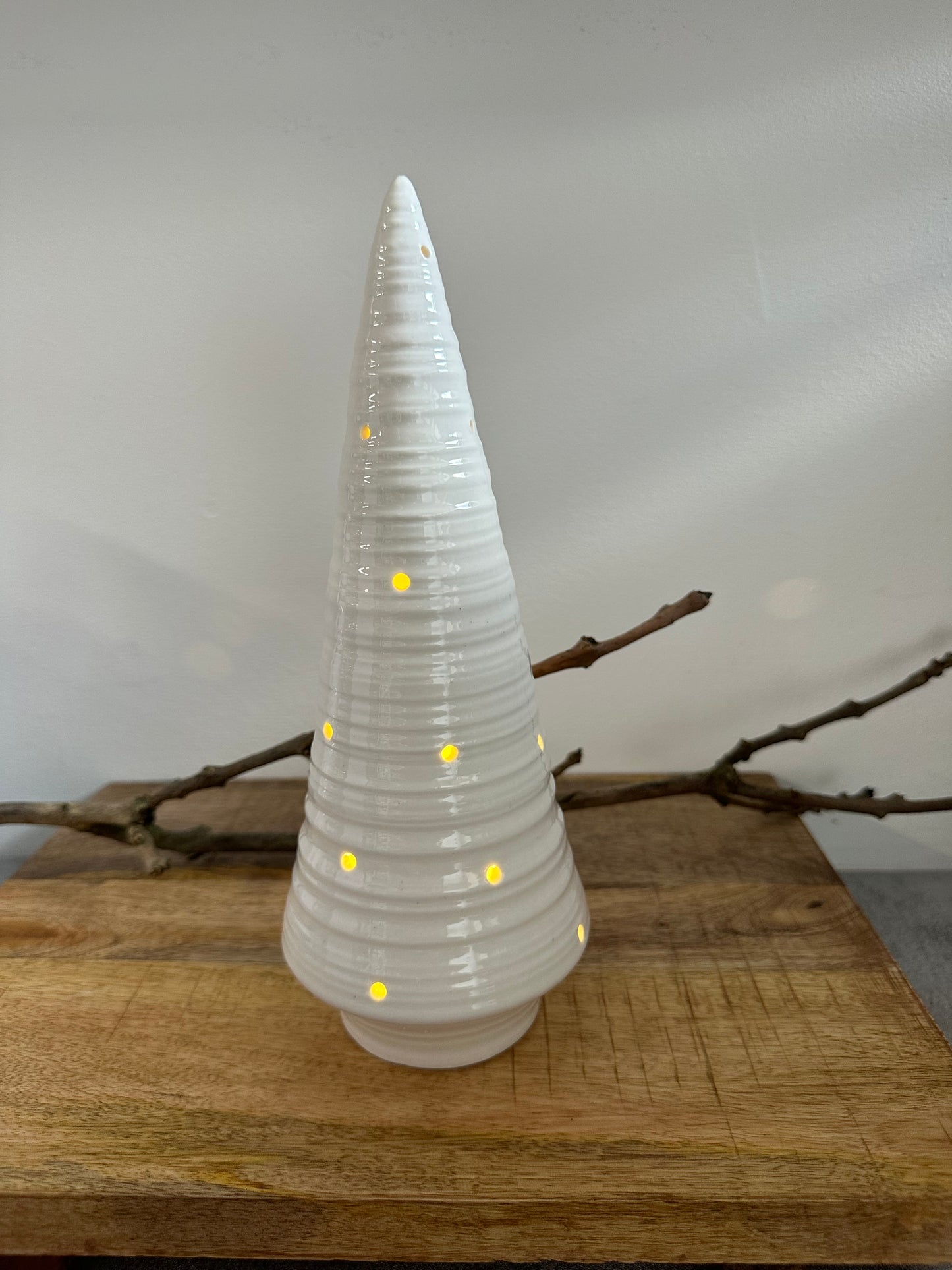 Ceramic LED Lightup Christmas Tree Ornament 24cm