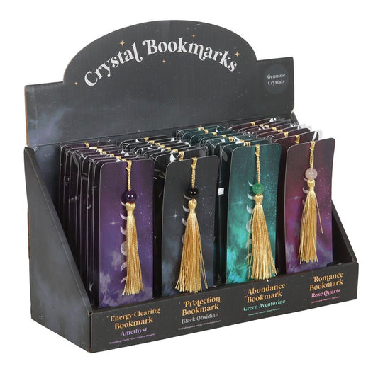 CRYSTAL BOOKMARKS AMETHYST, GREEN ADVENTURINE, BLACK OBSIDIAN & ROSE QUARTZ
