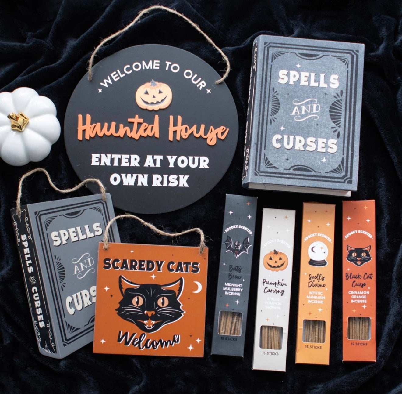 SPELLS AND CURSES HANGING SIGN