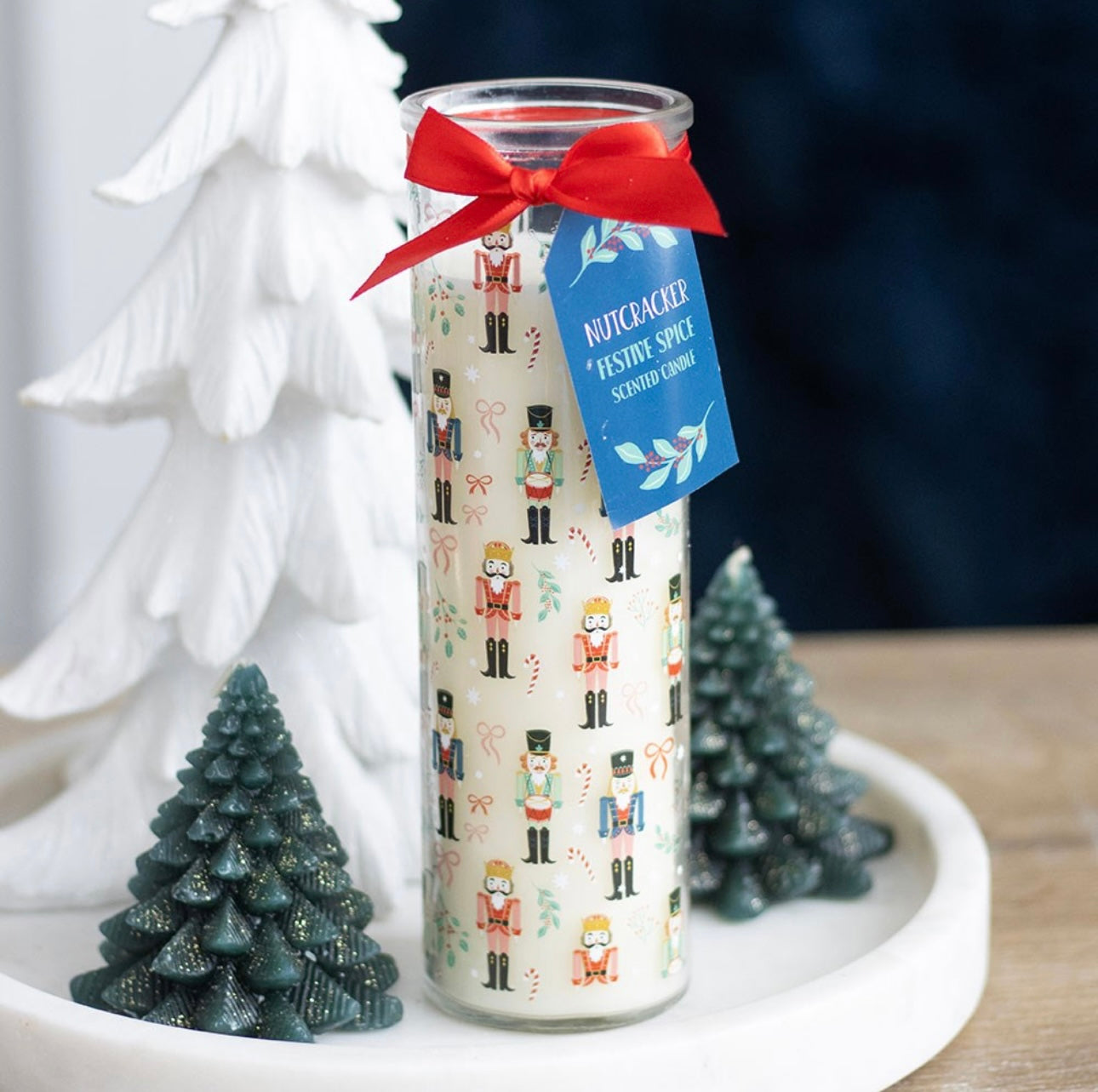 NUTCRACKER PRINT FESTIVE SPICE TUBE CANDLE
