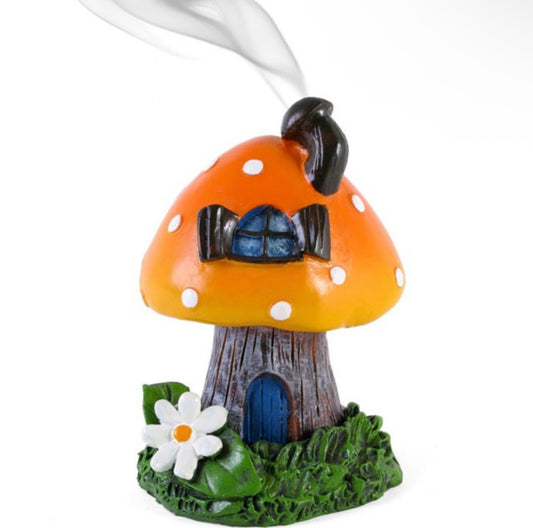 ORANGE SMOKING TOADSTOOL INCENSE CONE HOLDER