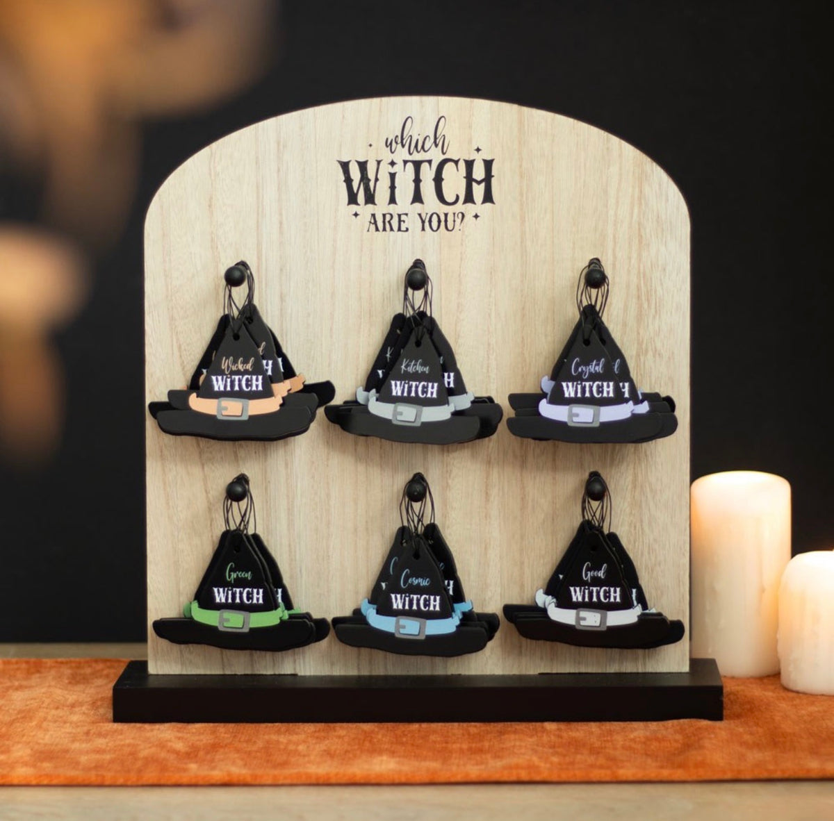SET OF 6 WITCH HAT MINI SIGNS HALLOWEEN WITCHY DECOR