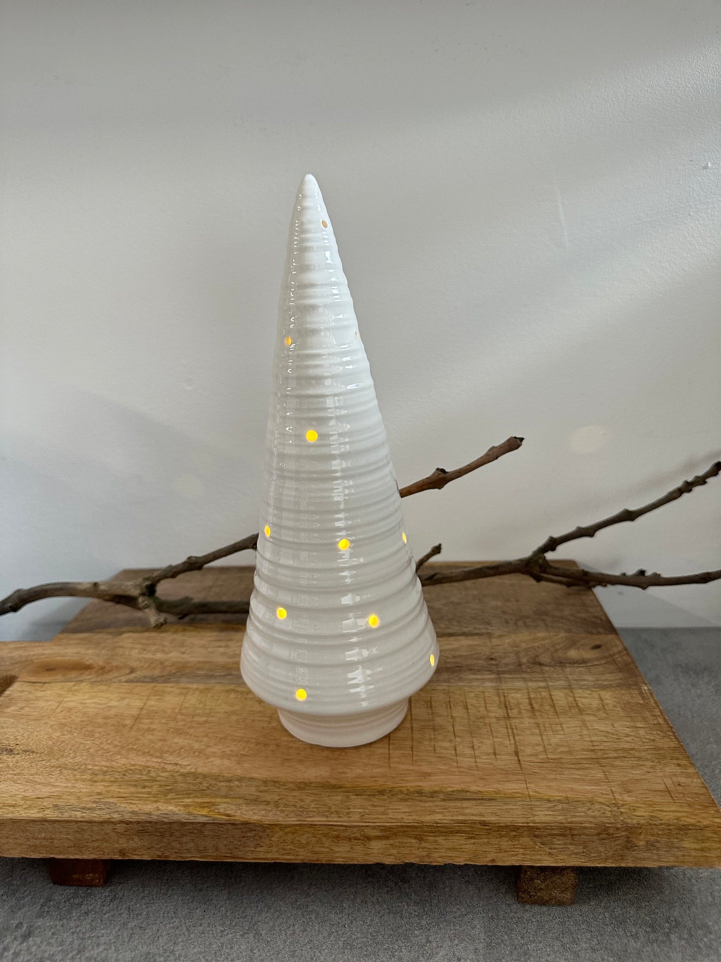 Ceramic LED Lightup Christmas Tree Ornament 24cm