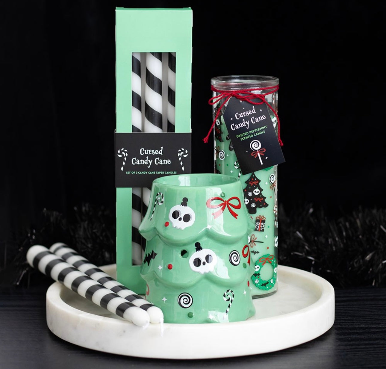 MERRY CREEPMAS CURSED CANDY CANE TUBE CANDLE