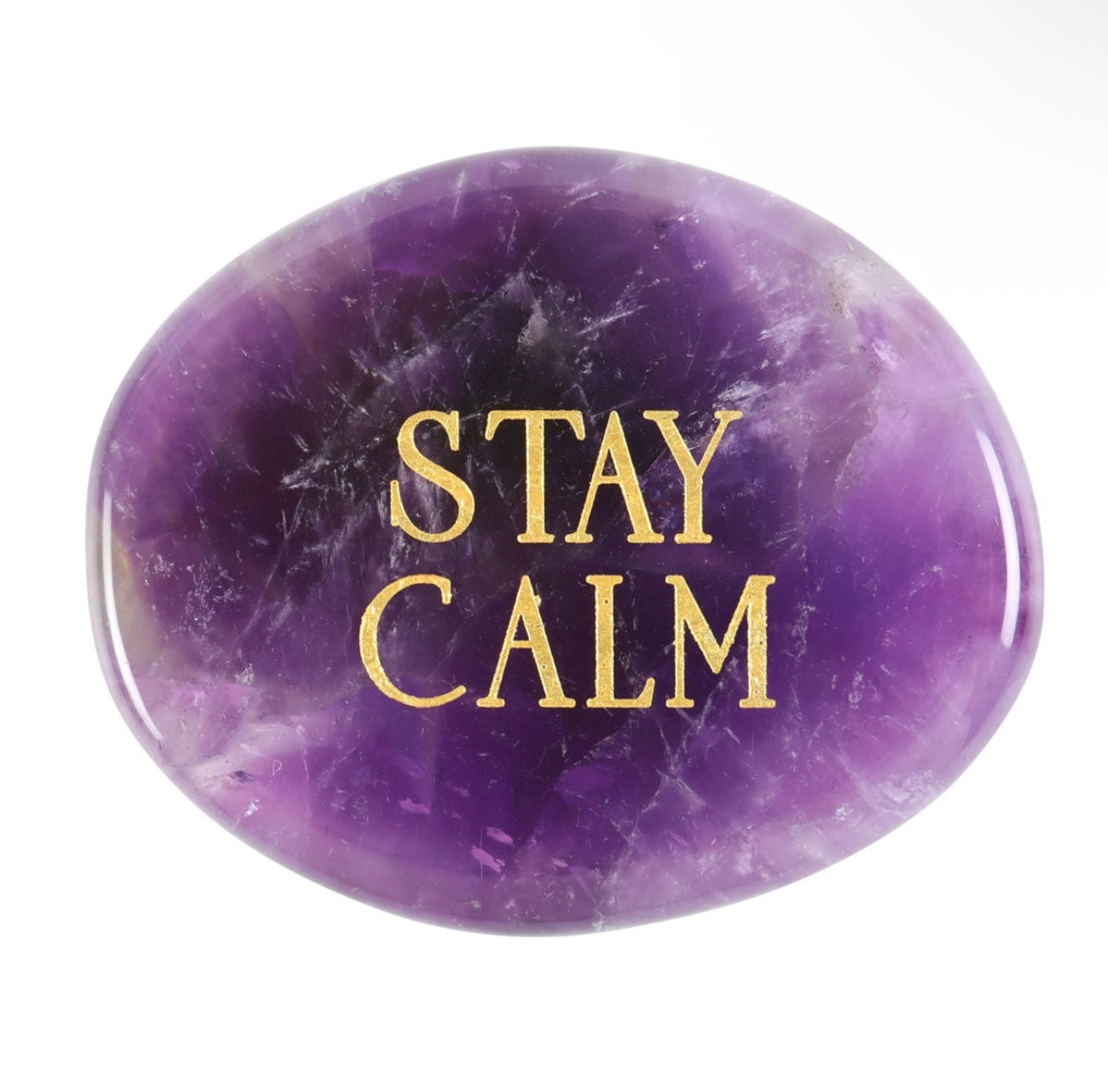 STAY CALM AMETHYST CRYSTAL PALM STONE