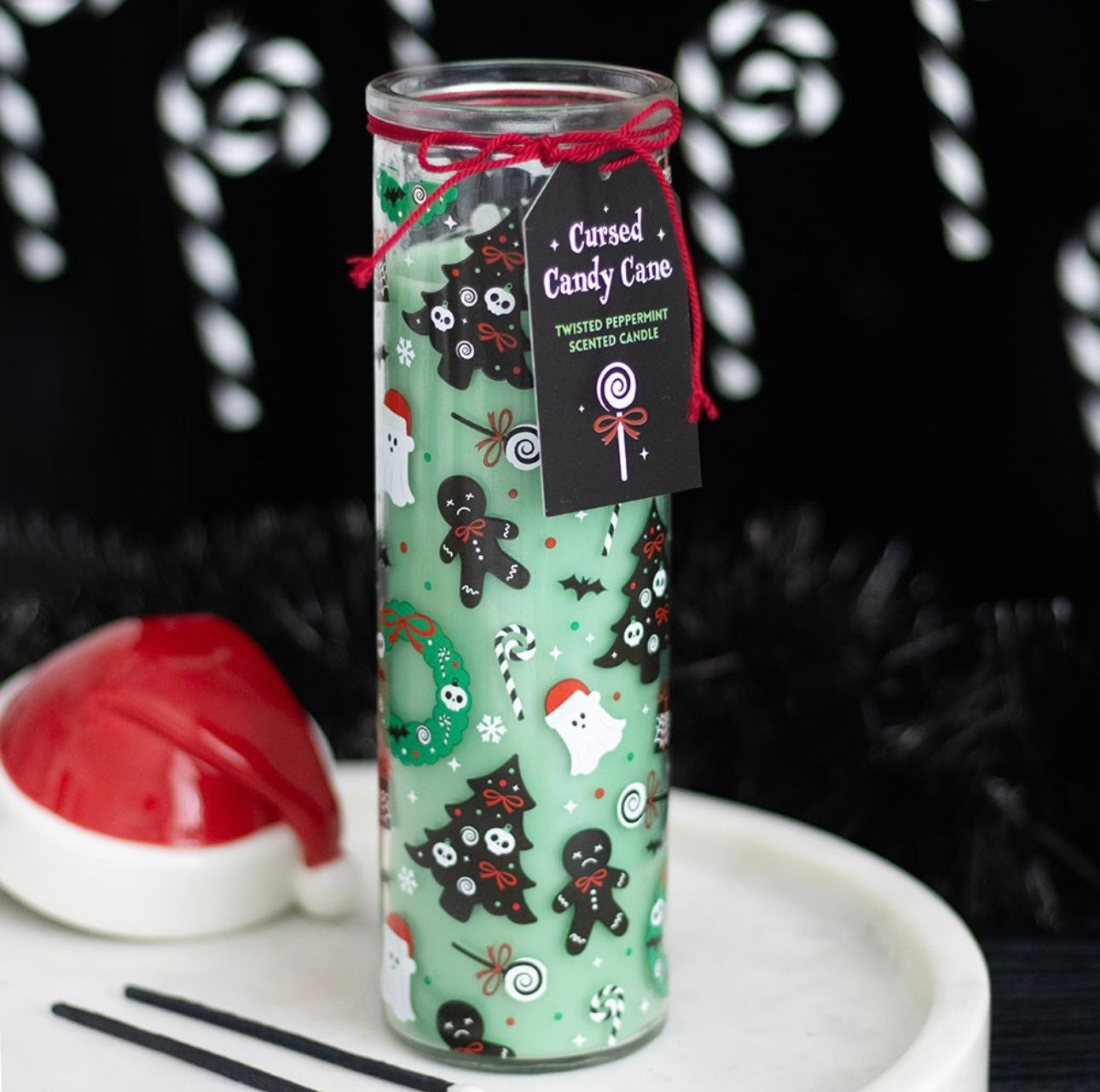 MERRY CREEPMAS CURSED CANDY CANE TUBE CANDLE