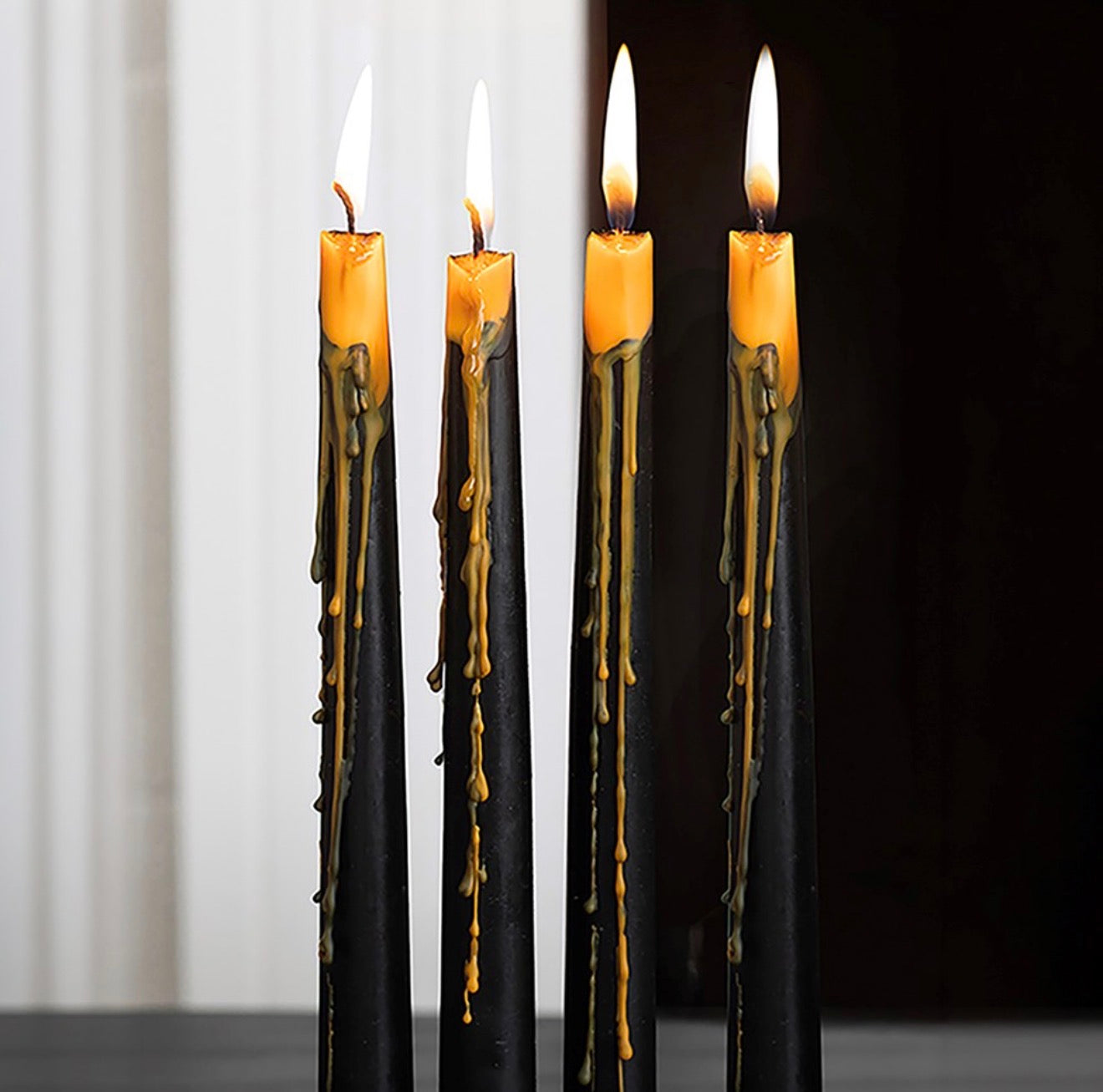 SET OF 4 PUMPKIN GUTS OOZING TAPER CANDLES