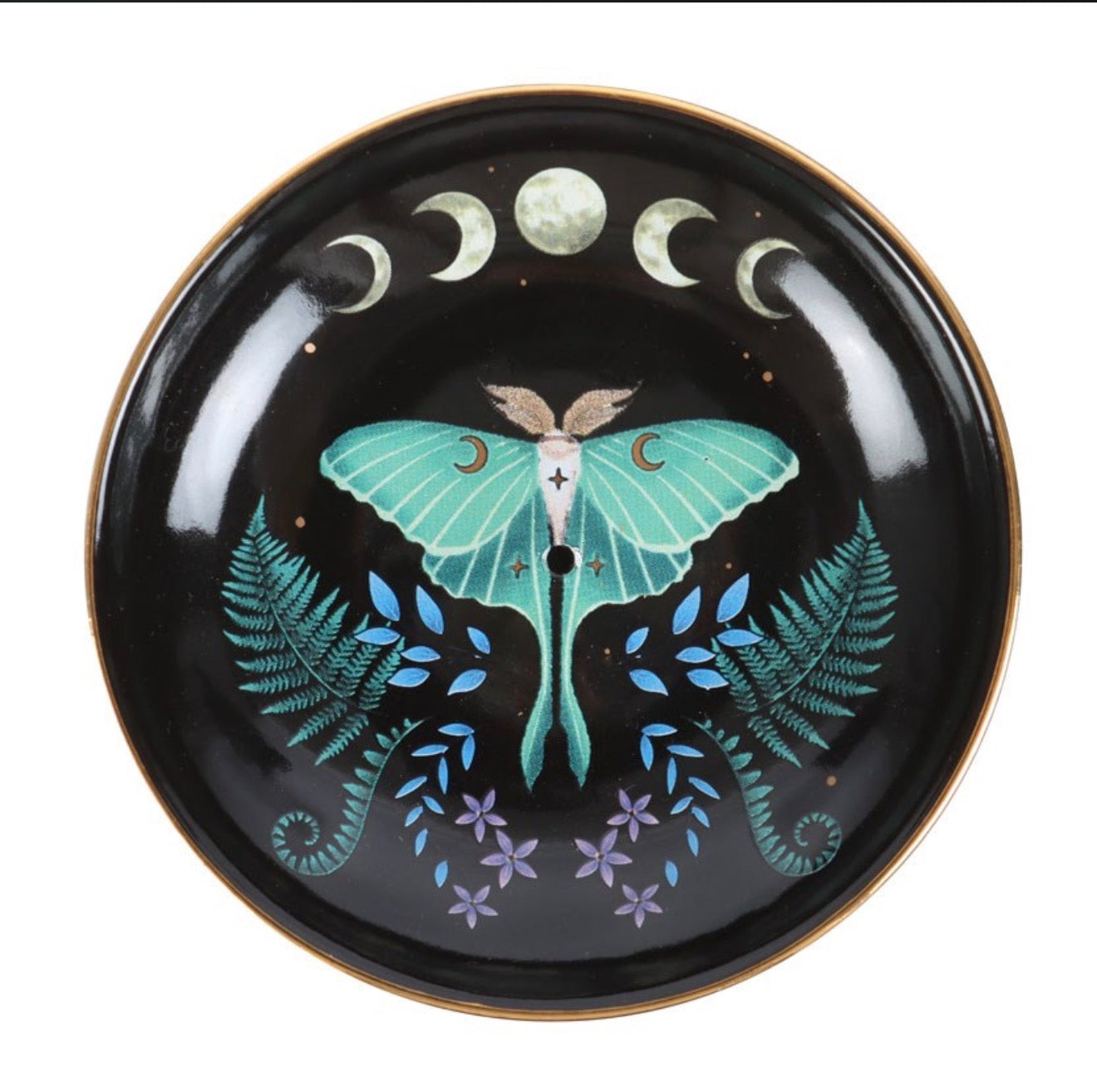 DARK FOREST LUNA MOTH CERAMIC INCENSE PLATE
