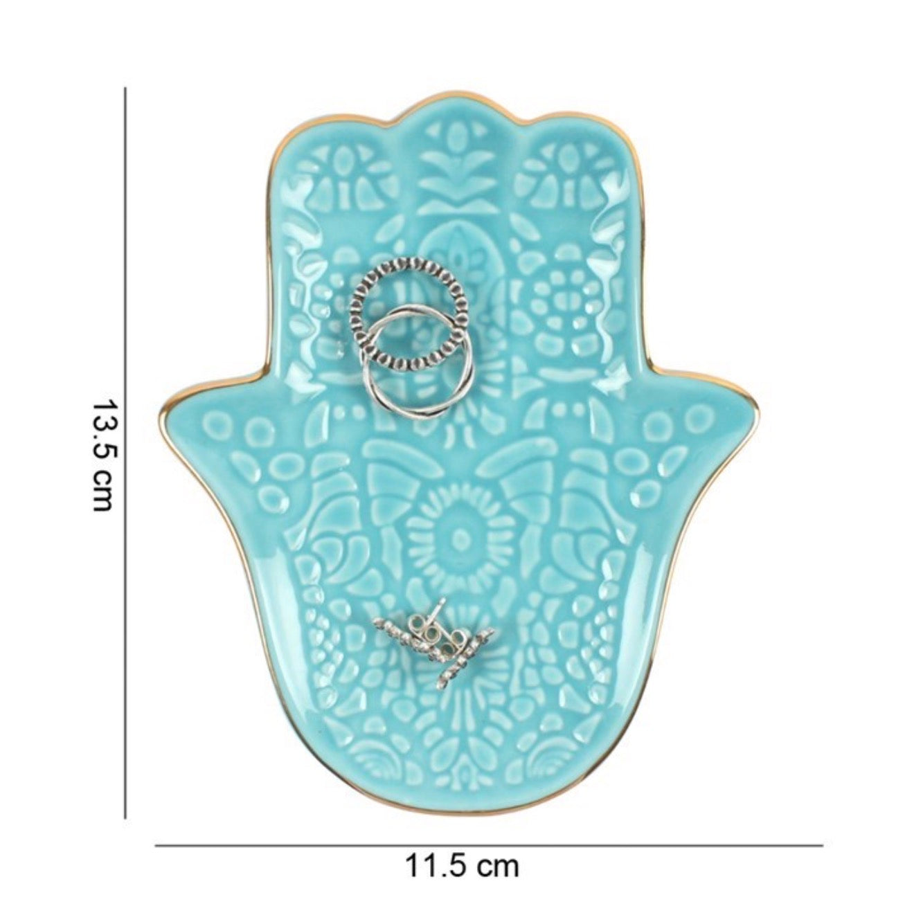 TURQUOISE HAMSA HAND JEWELLERY DISH