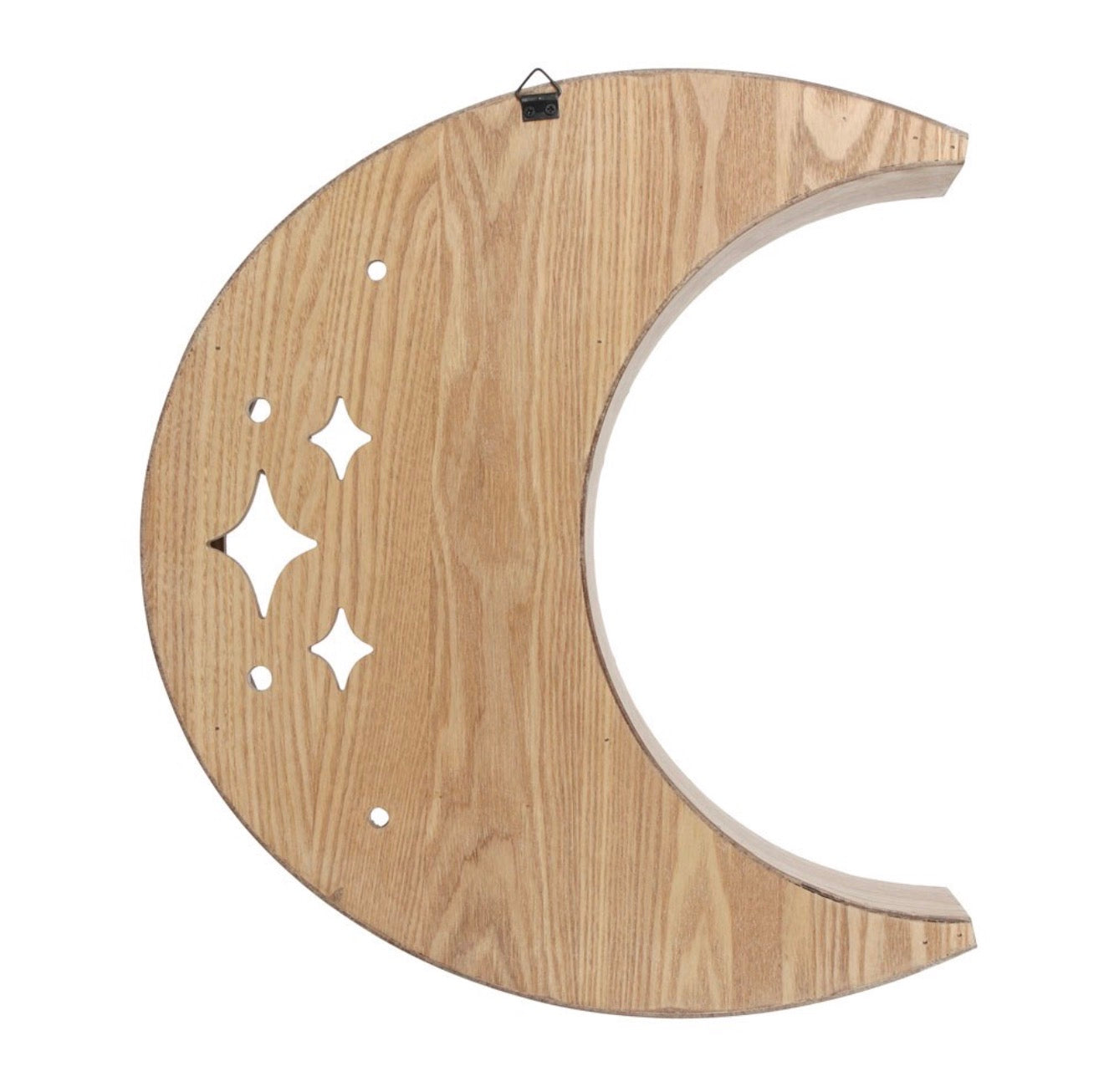 WOODEN CRESCENT MOON WALL SHELF