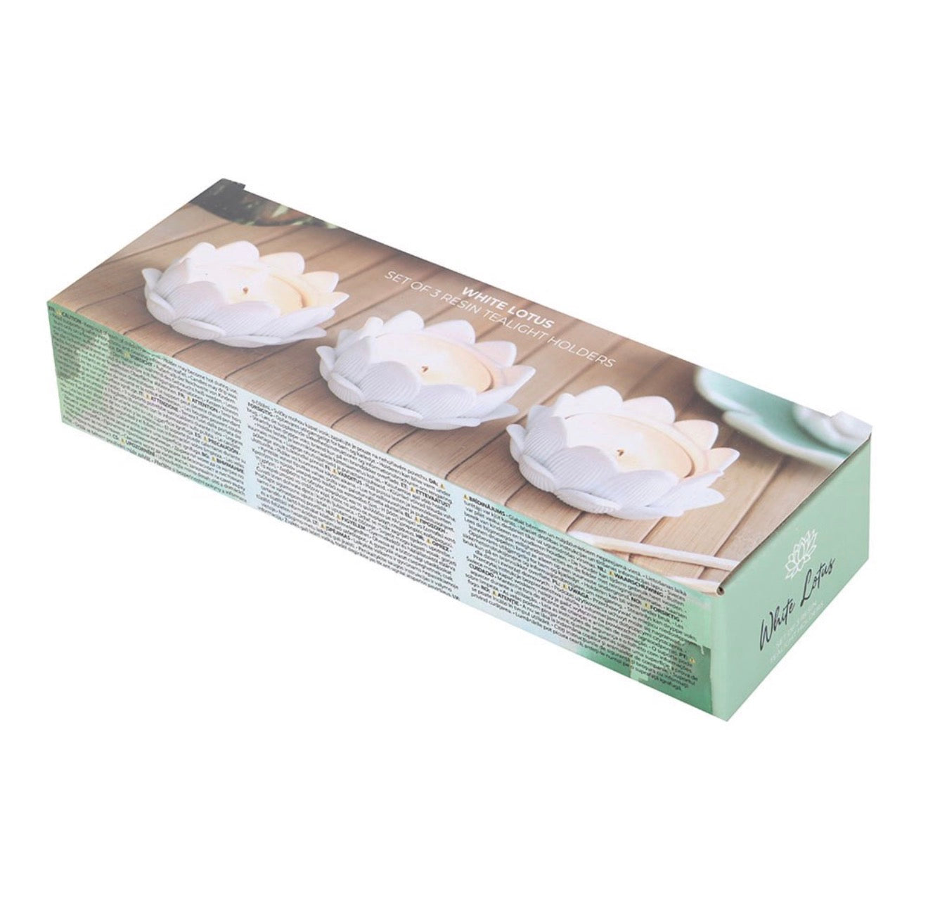 SET OF 3 OFF WHITE LOTUS FLOWER TEALIGHT HOLDERS
